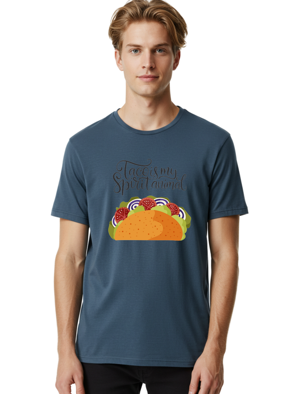 Taco-Is-My-Spirit-Animal-1 Men'S Graphic Tee, 100% Cotton, Comfortable Casual Summer Wear, Machine Washable, Taco Love, Mexican Cuisine, Foodie Humor, Taco Graphics, Spirit Animal Humor, Funny Quotes, Vibrant Graphics, Taco Culture, -  Aaa300