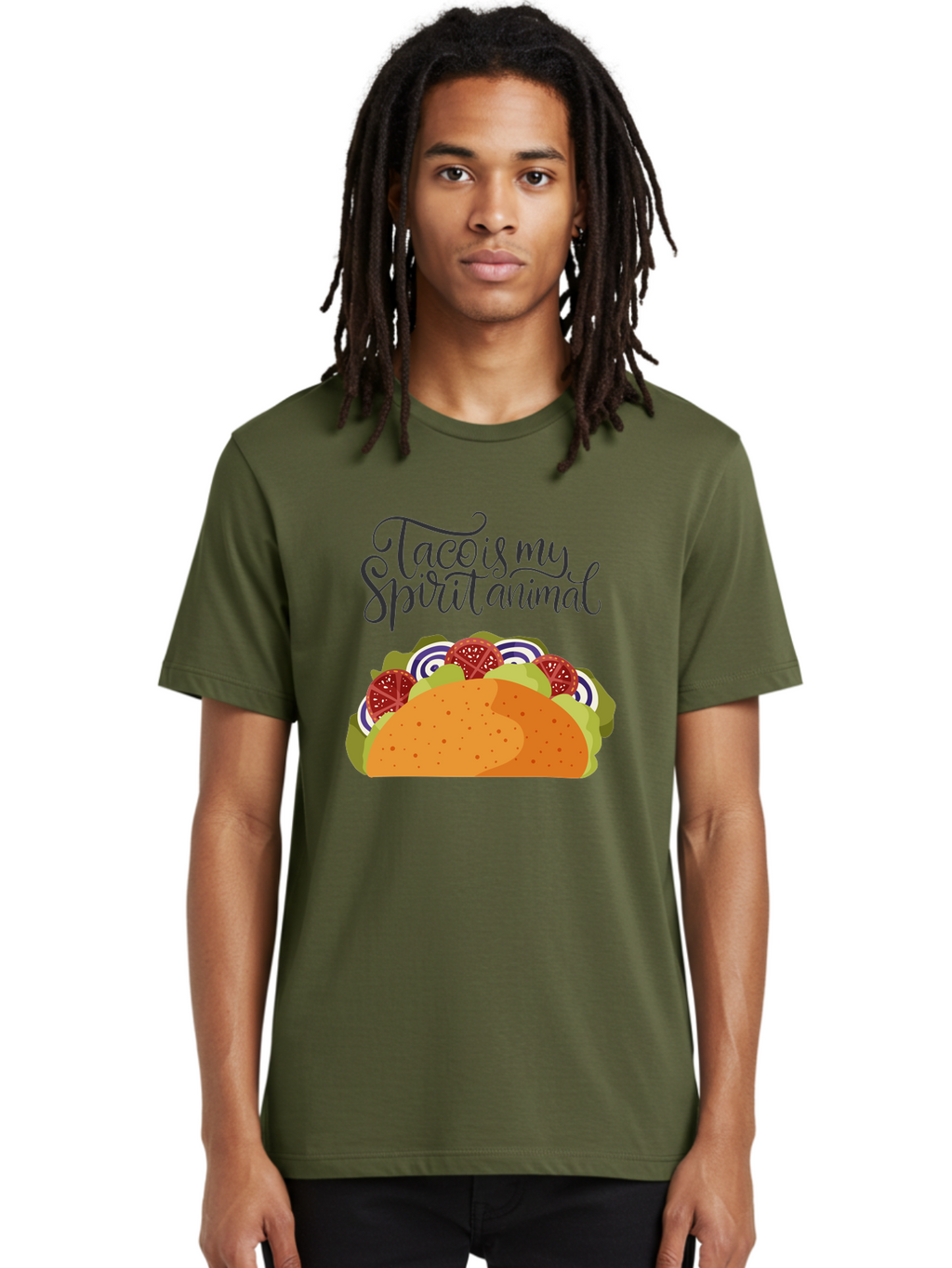Taco-Is-My-Spirit-Animal-1 Men'S Graphic Tee, 100% Cotton, Comfortable Casual Summer Wear, Machine Washable, Taco Love, Mexican Cuisine, Foodie Humor, Taco Graphics, Spirit Animal Humor, Funny Quotes, Vibrant Graphics, Taco Culture, -  Aaa300