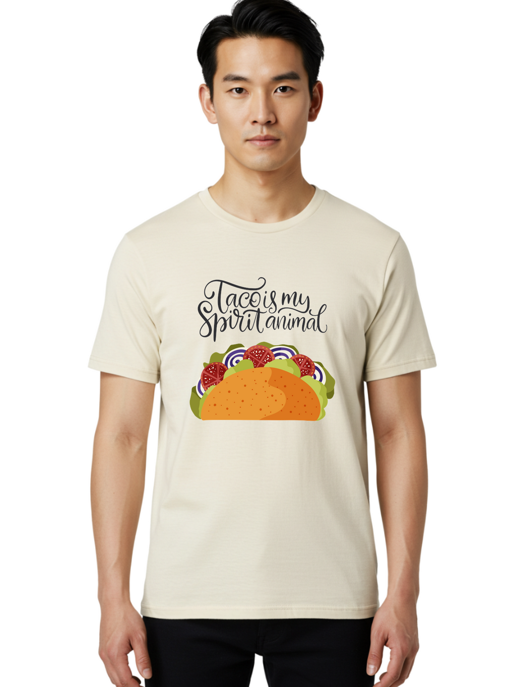Taco-Is-My-Spirit-Animal-1 Men'S Graphic Tee, 100% Cotton, Comfortable Casual Summer Wear, Machine Washable, Taco Love, Mexican Cuisine, Foodie Humor, Taco Graphics, Spirit Animal Humor, Funny Quotes, Vibrant Graphics, Taco Culture, -  Aaa300
