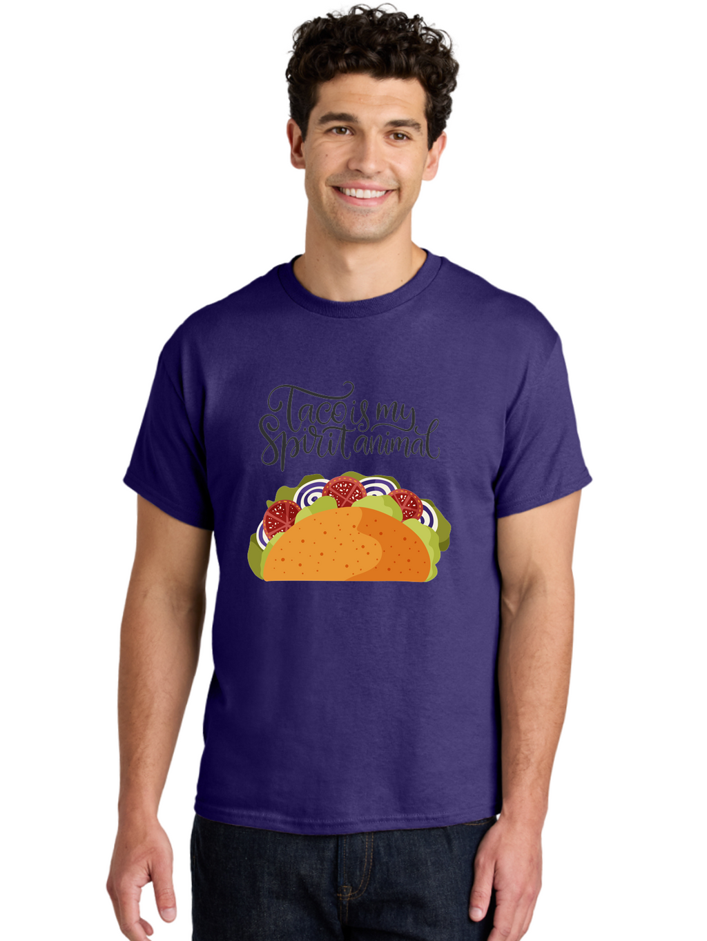 Taco-Is-My-Spirit-Animal-1 Men'S Graphic Tee, 100% Cotton, Comfortable Casual Summer Wear, Machine Washable, Taco Love, Mexican Cuisine, Foodie Humor, Taco Graphics, Spirit Animal Humor, Funny Quotes, Vibrant Graphics, Taco Culture, -  Aaa300