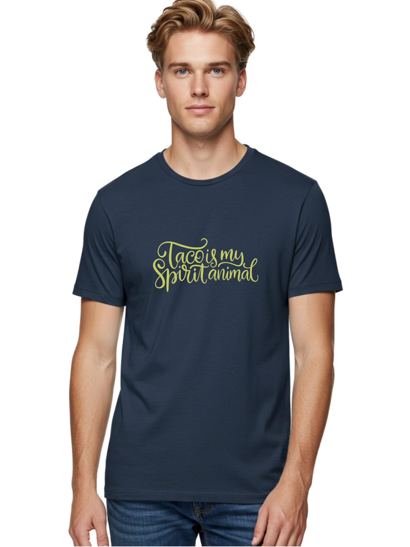 Taco-Is-My-Spirit-Animal-2 Men'S Graphic Tee, 100% Cotton, Comfortable Casual Summer Wear, Machine Washable, Taco Lover, Funny Quote, Foodie Gift, Quirky Humor, Spirit Animal Humor, Taco Tuesday, Food Quote, Cute Graphics, -  Aaa301