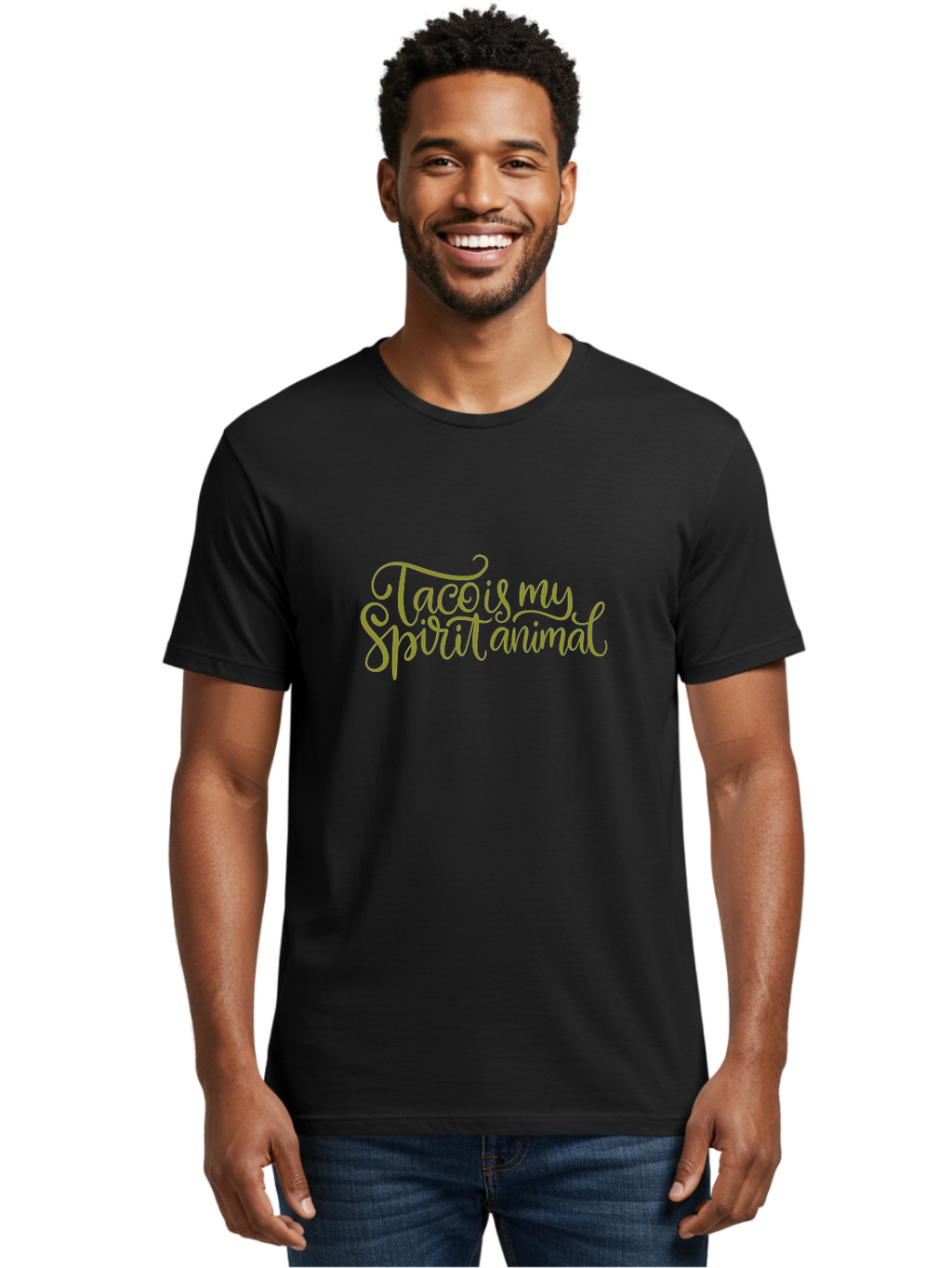 Tacos-My-Spirit-Animal Men'S Graphic Tee, 100% Cotton, Comfortable Casual Summer Wear, Machine Washable, Funny Quote, Quirky Humor, Taco Love, Motivational Saying, Spiritual Humor, Tacos My Spiritual Animal -  Aaa303