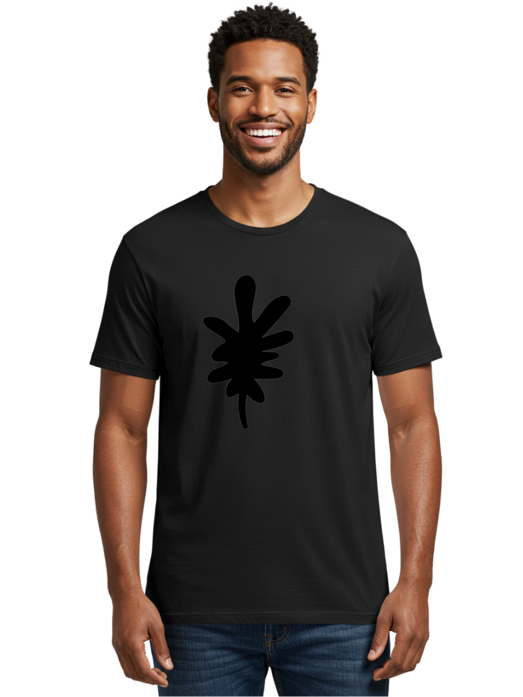 Men'S Graphic Tee, 100% Cotton, Comfortable Casual Summer Wear, Machine Washable, Black Asterisk Symbol, Abstract Shape, Modern Design, Asterisk Icon, Minimalist Graphics, Simple Shapes -  Aaa350