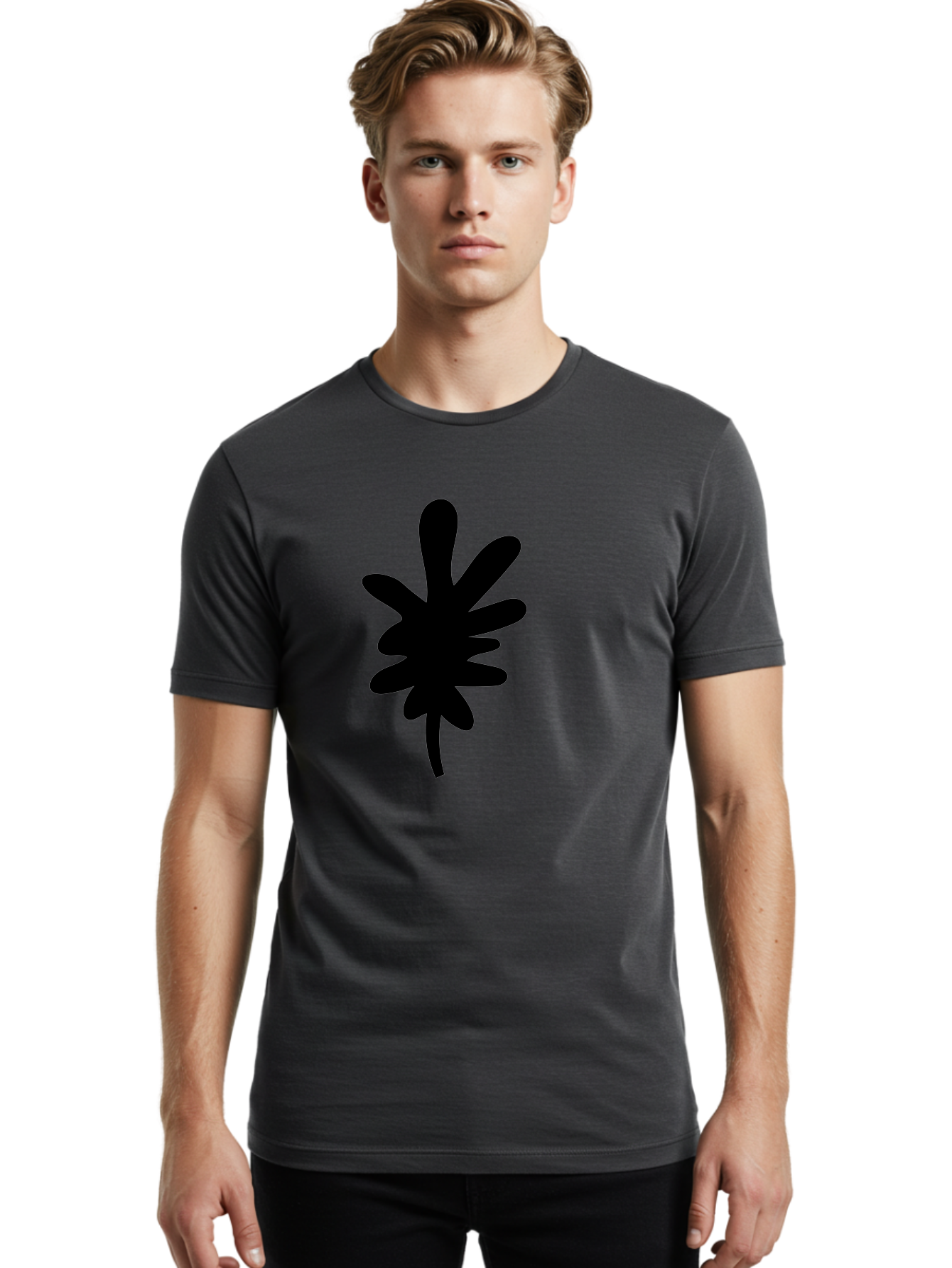Men'S Graphic Tee, 100% Cotton, Comfortable Casual Summer Wear, Machine Washable, Black Asterisk Symbol, Abstract Shape, Modern Design, Asterisk Icon, Minimalist Graphics, Simple Shapes -  Aaa350