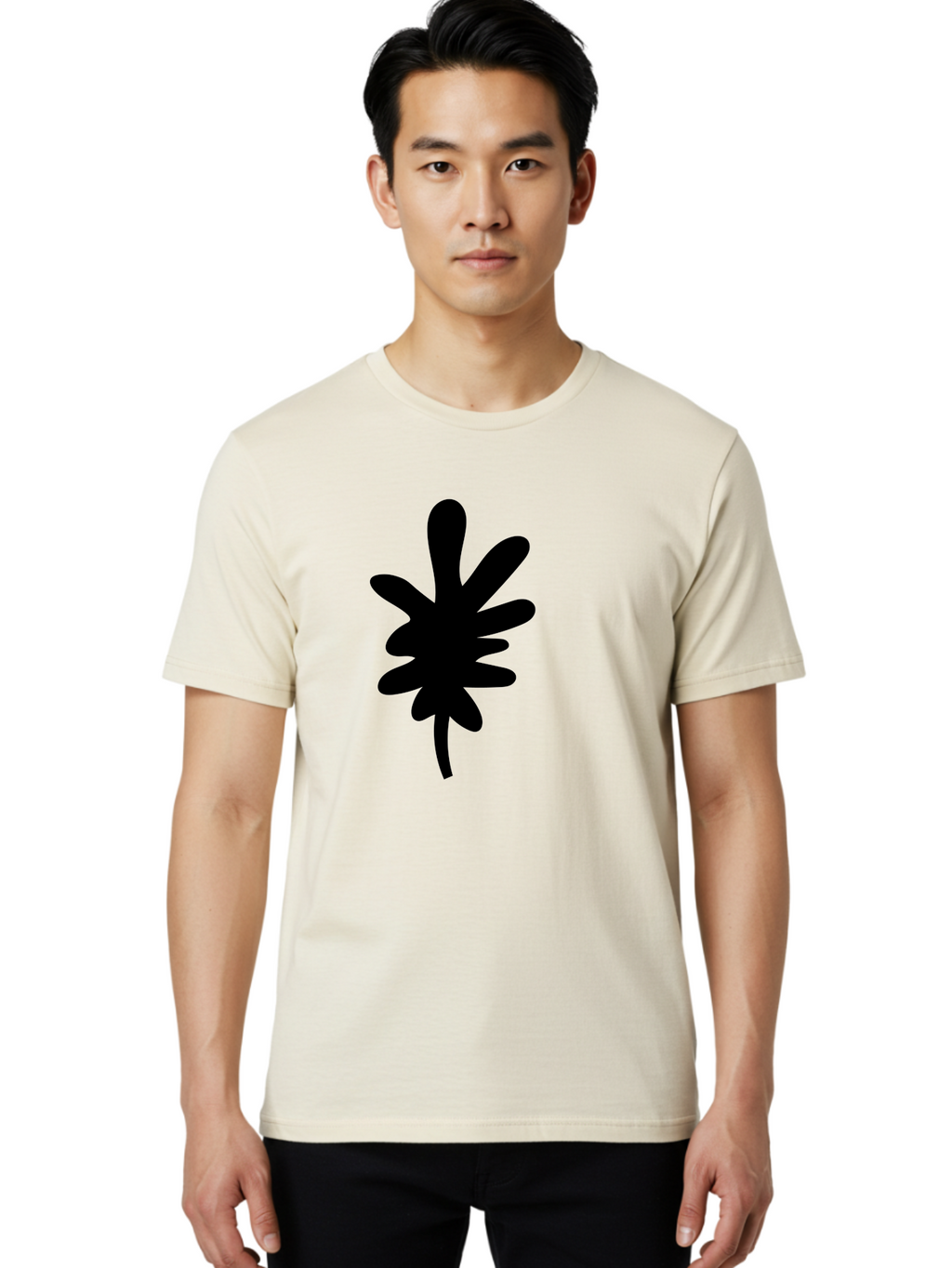 Men'S Graphic Tee, 100% Cotton, Comfortable Casual Summer Wear, Machine Washable, Black Asterisk Symbol, Abstract Shape, Modern Design, Asterisk Icon, Minimalist Graphics, Simple Shapes -  Aaa350