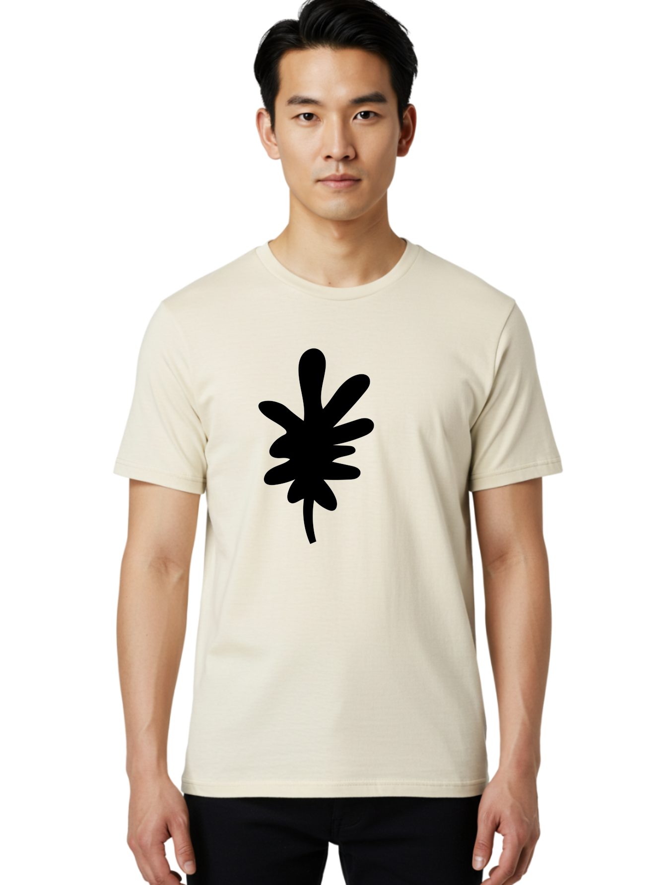Men'S Graphic Tee, 100% Cotton, Comfortable Casual Summer Wear, Machine Washable, Black Asterisk Symbol, Abstract Shape, Modern Design, Asterisk Icon, Minimalist Graphics, Simple Shapes -  Aaa350
