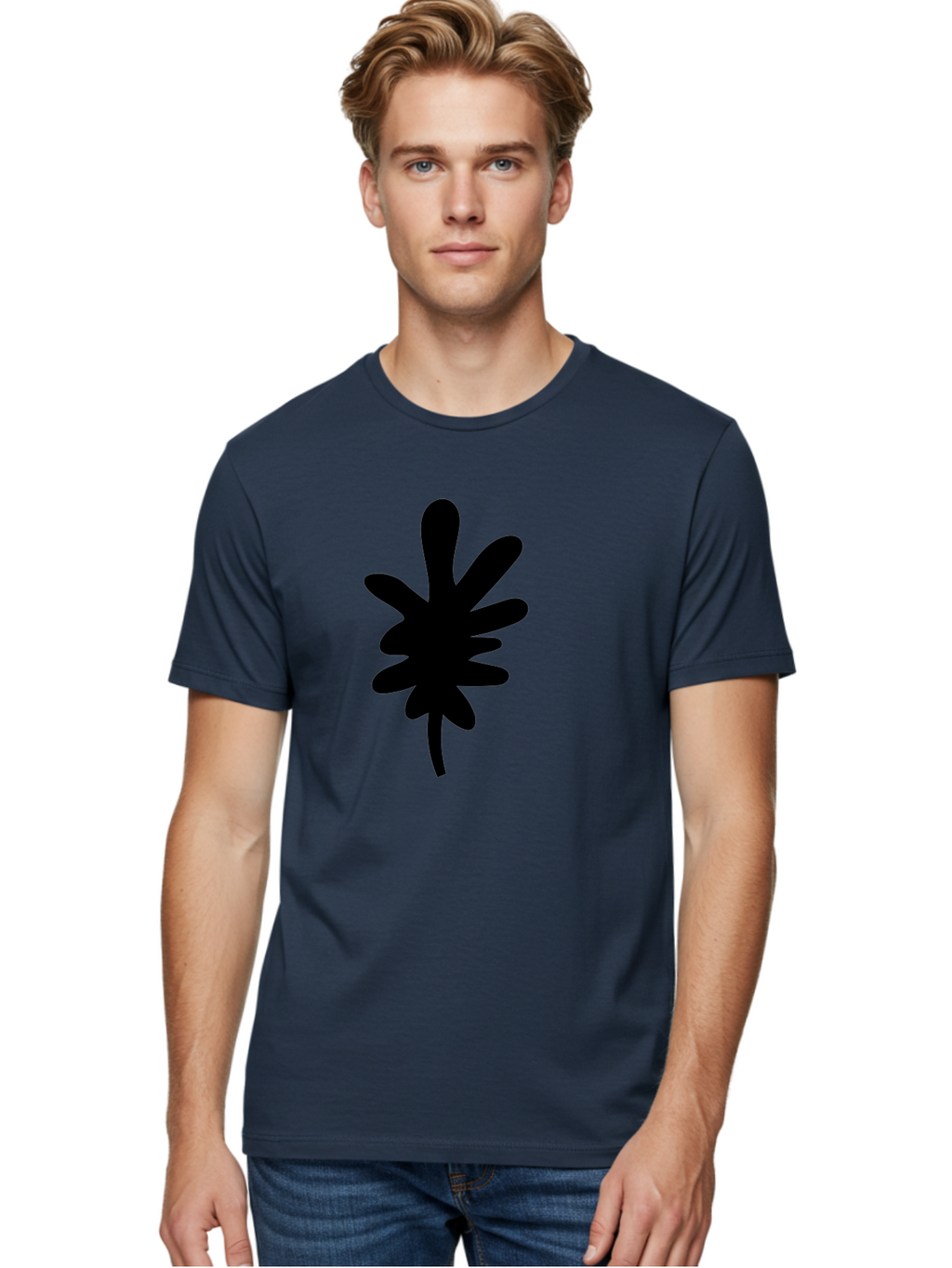Men'S Graphic Tee, 100% Cotton, Comfortable Casual Summer Wear, Machine Washable, Black Asterisk Symbol, Abstract Shape, Modern Design, Asterisk Icon, Minimalist Graphics, Simple Shapes -  Aaa350