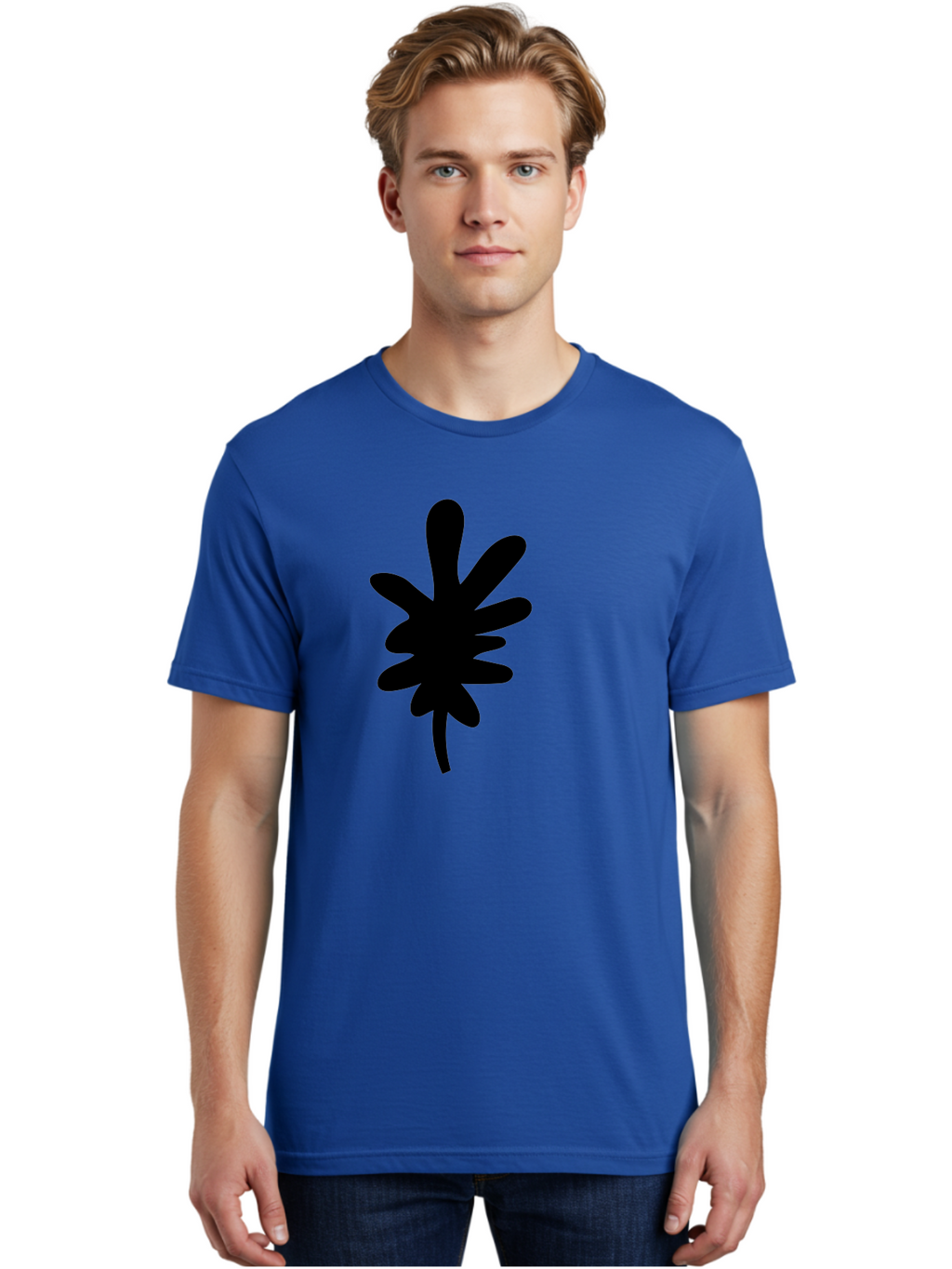 Men'S Graphic Tee, 100% Cotton, Comfortable Casual Summer Wear, Machine Washable, Black Asterisk Symbol, Abstract Shape, Modern Design, Asterisk Icon, Minimalist Graphics, Simple Shapes -  Aaa350