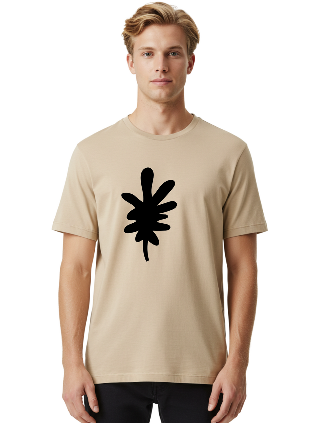 Men'S Graphic Tee, 100% Cotton, Comfortable Casual Summer Wear, Machine Washable, Black Asterisk Symbol, Abstract Shape, Modern Design, Asterisk Icon, Minimalist Graphics, Simple Shapes -  Aaa350