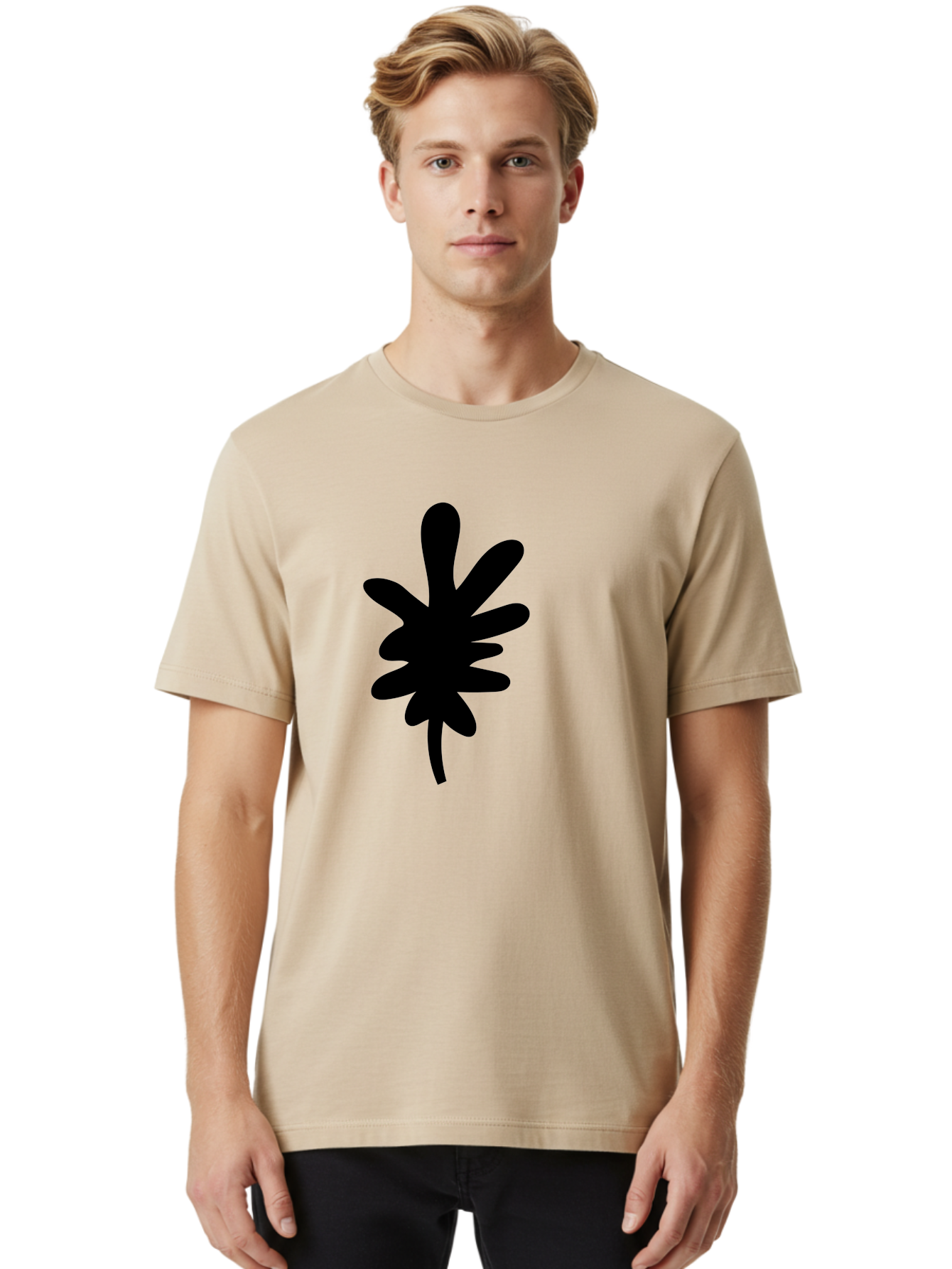 Men'S Graphic Tee, 100% Cotton, Comfortable Casual Summer Wear, Machine Washable, Black Asterisk Symbol, Abstract Shape, Modern Design, Asterisk Icon, Minimalist Graphics, Simple Shapes -  Aaa350