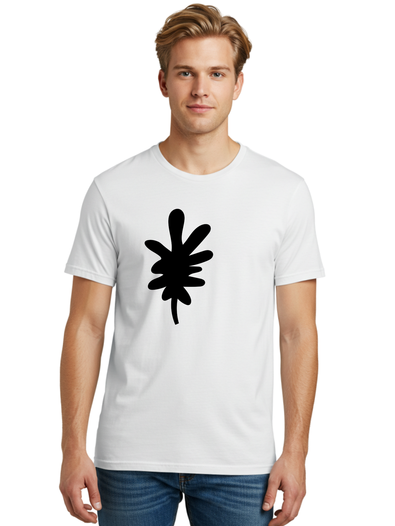 Men'S Graphic Tee, 100% Cotton, Comfortable Casual Summer Wear, Machine Washable, Black Asterisk Symbol, Abstract Shape, Modern Design, Asterisk Icon, Minimalist Graphics, Simple Shapes -  Aaa350