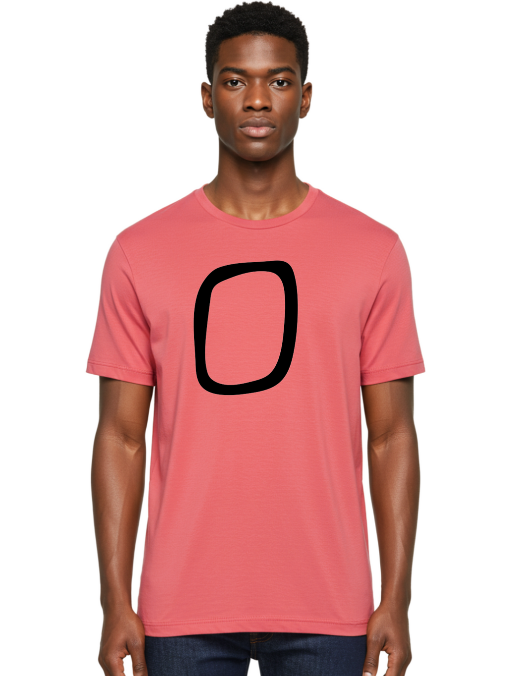 0 Men'S Graphic Tee, 100% Cotton, Comfortable Casual Summer Wear, Machine Washable, Handwritten Zero, Black Outline, Simple Design, Minimalist Style, Numeral, Number Zero, Digit -  Aaa351