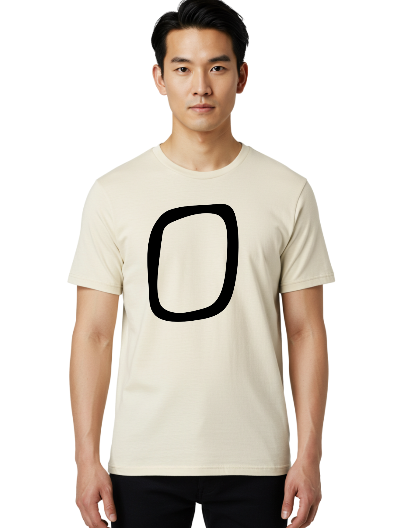0 Men'S Graphic Tee, 100% Cotton, Comfortable Casual Summer Wear, Machine Washable, Handwritten Zero, Black Outline, Simple Design, Minimalist Style, Numeral, Number Zero, Digit -  Aaa351