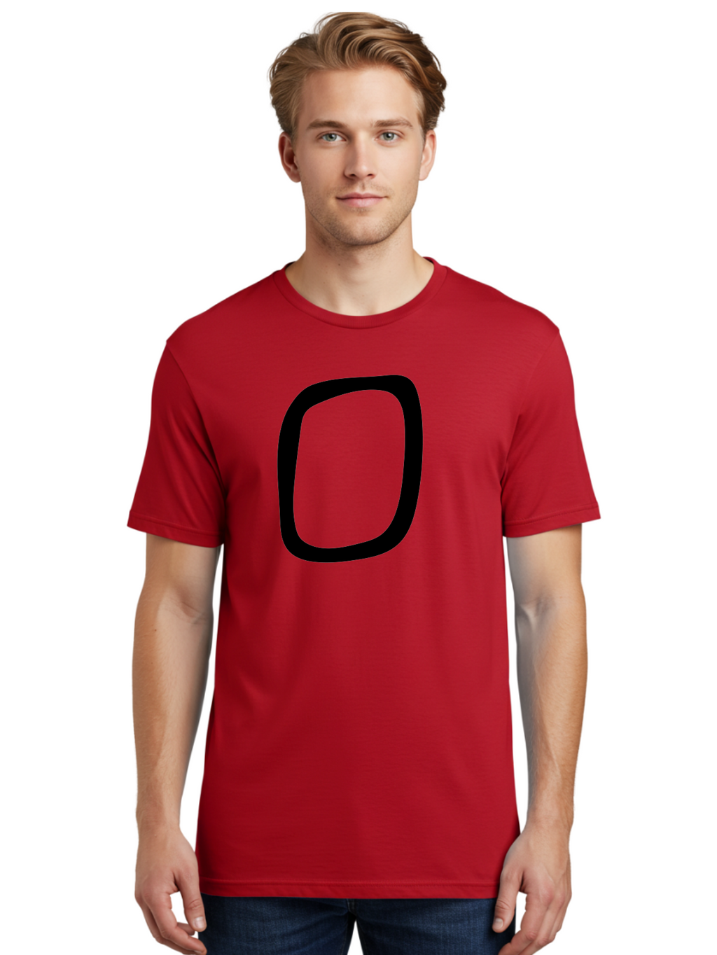 0 Men'S Graphic Tee, 100% Cotton, Comfortable Casual Summer Wear, Machine Washable, Handwritten Zero, Black Outline, Simple Design, Minimalist Style, Numeral, Number Zero, Digit -  Aaa351
