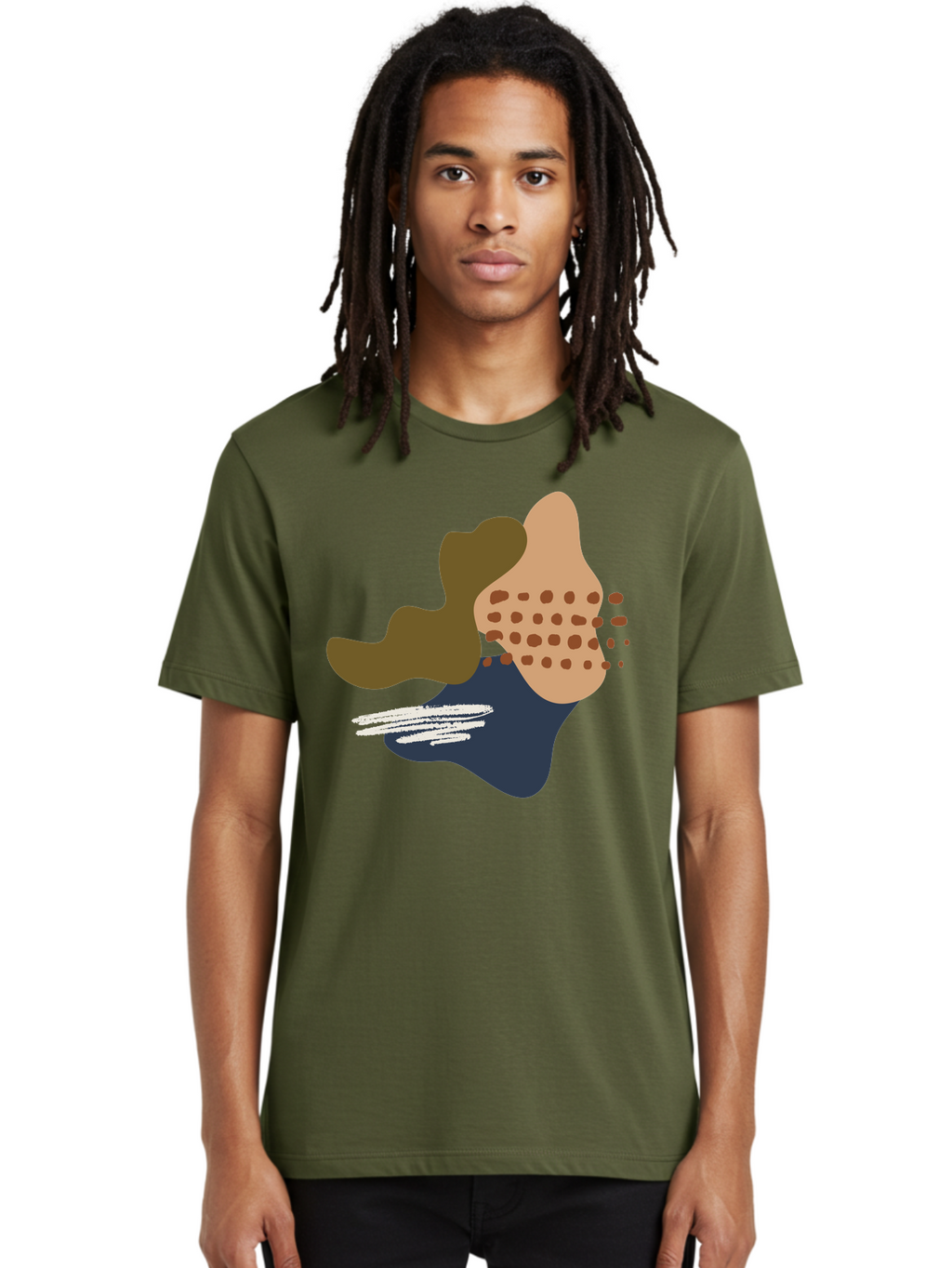 Abstract-Shapes-1 Men'S Graphic Tee, 100% Cotton, Comfortable Casual Summer Wear, Machine Washable, Abstract Art, Modern Design, Irregular Shapes, Earthy Tones, Bold Colors, Dynamic Composition, Creative Expression, Contemporary Style -  Aaa353