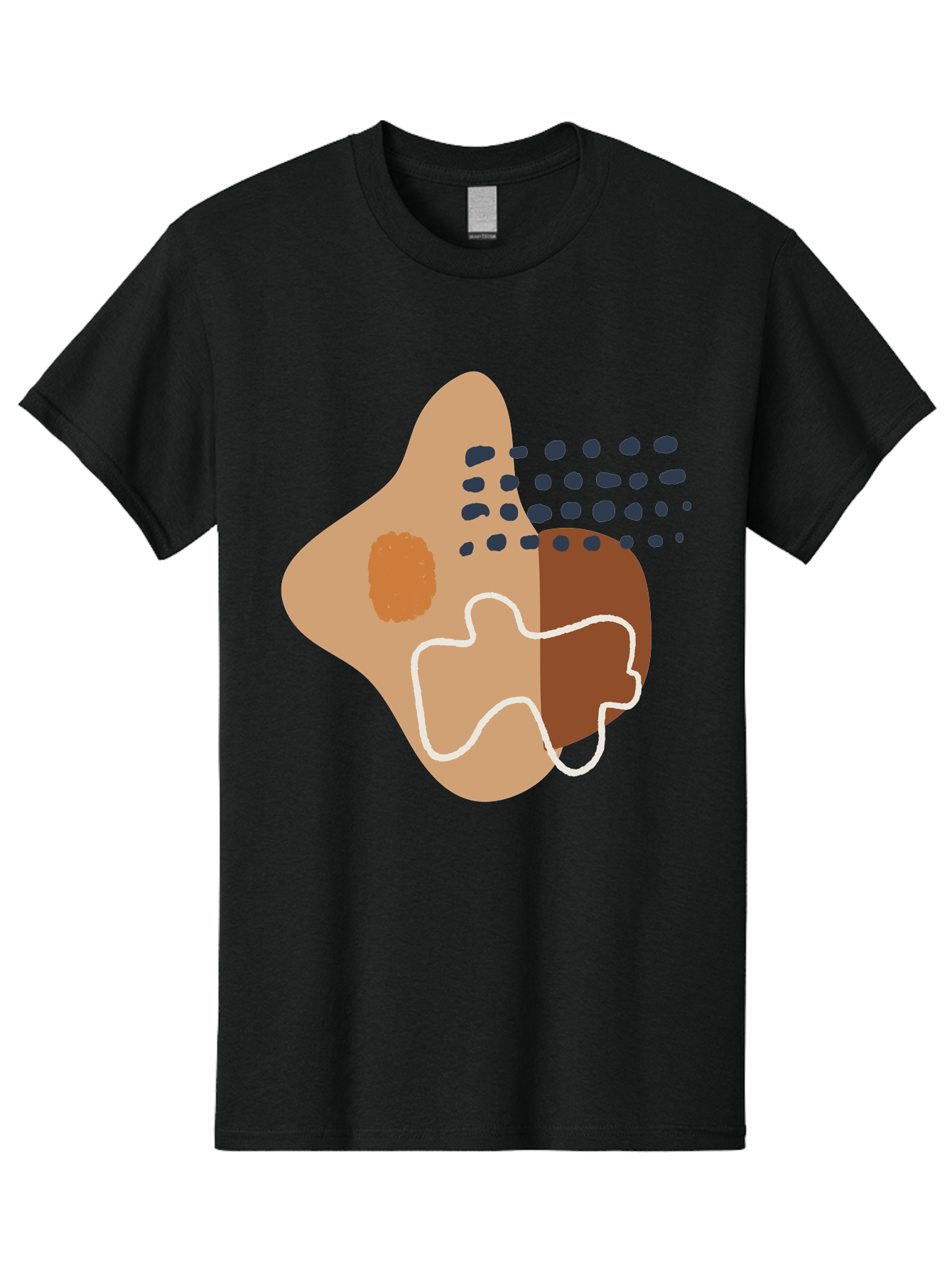 Abstract-Shapes-2 Men'S Graphic Tee, 100% Cotton, Comfortable Casual Summer Wear, Machine Washable, Stylized Head Profile, Abstract Shapes, Modern Design, Minimalist Art, Creative Expression, Digital Illustration, Dotted Patterns, -  Aaa354