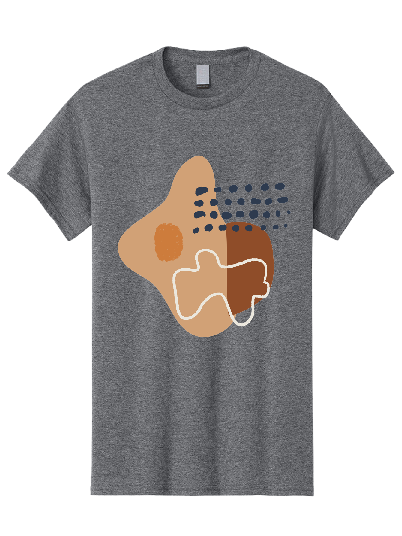 Abstract-Shapes-2 Men'S Graphic Tee, 100% Cotton, Comfortable Casual Summer Wear, Machine Washable, Stylized Head Profile, Abstract Shapes, Modern Design, Minimalist Art, Creative Expression, Digital Illustration, Dotted Patterns, -  Aaa354