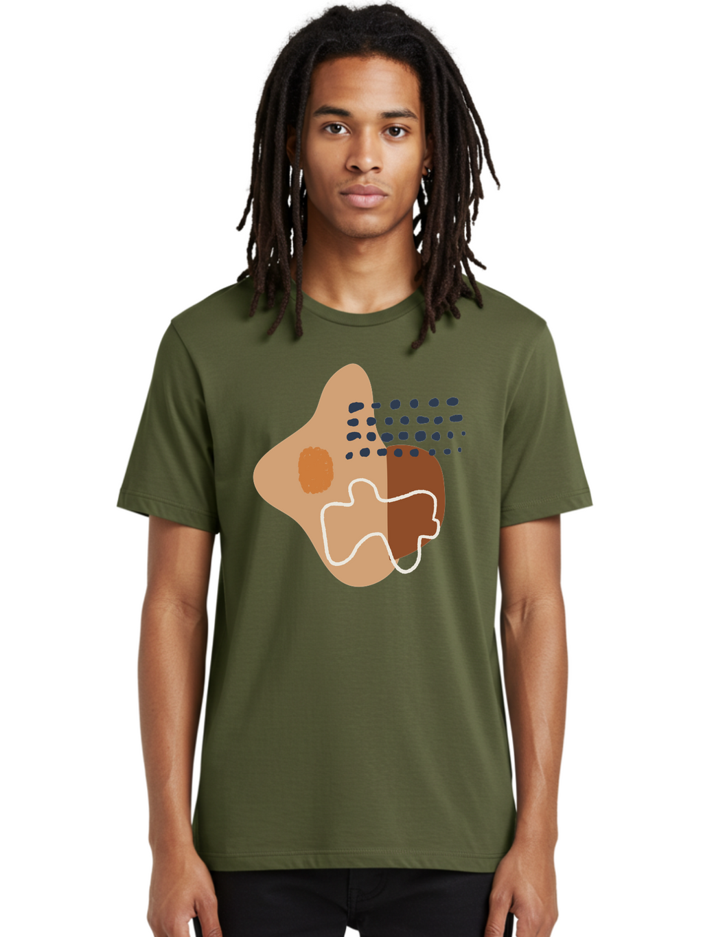 Abstract-Shapes-2 Men'S Graphic Tee, 100% Cotton, Comfortable Casual Summer Wear, Machine Washable, Stylized Head Profile, Abstract Shapes, Modern Design, Minimalist Art, Creative Expression, Digital Illustration, Dotted Patterns, -  Aaa354