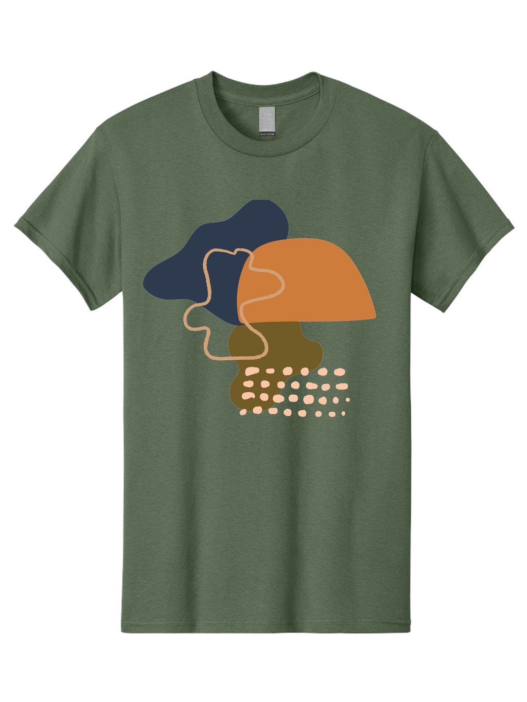 Abstract-Shapes-3 Men'S Graphic Tee, 100% Cotton, Comfortable Casual Summer Wear, Machine Washable, Abstract Shapes, Modern Art, Digital Illustration, Wavy Line, Layered Forms, Blue, Orange, Brown Colors, Minimalist Design, -  Aaa355