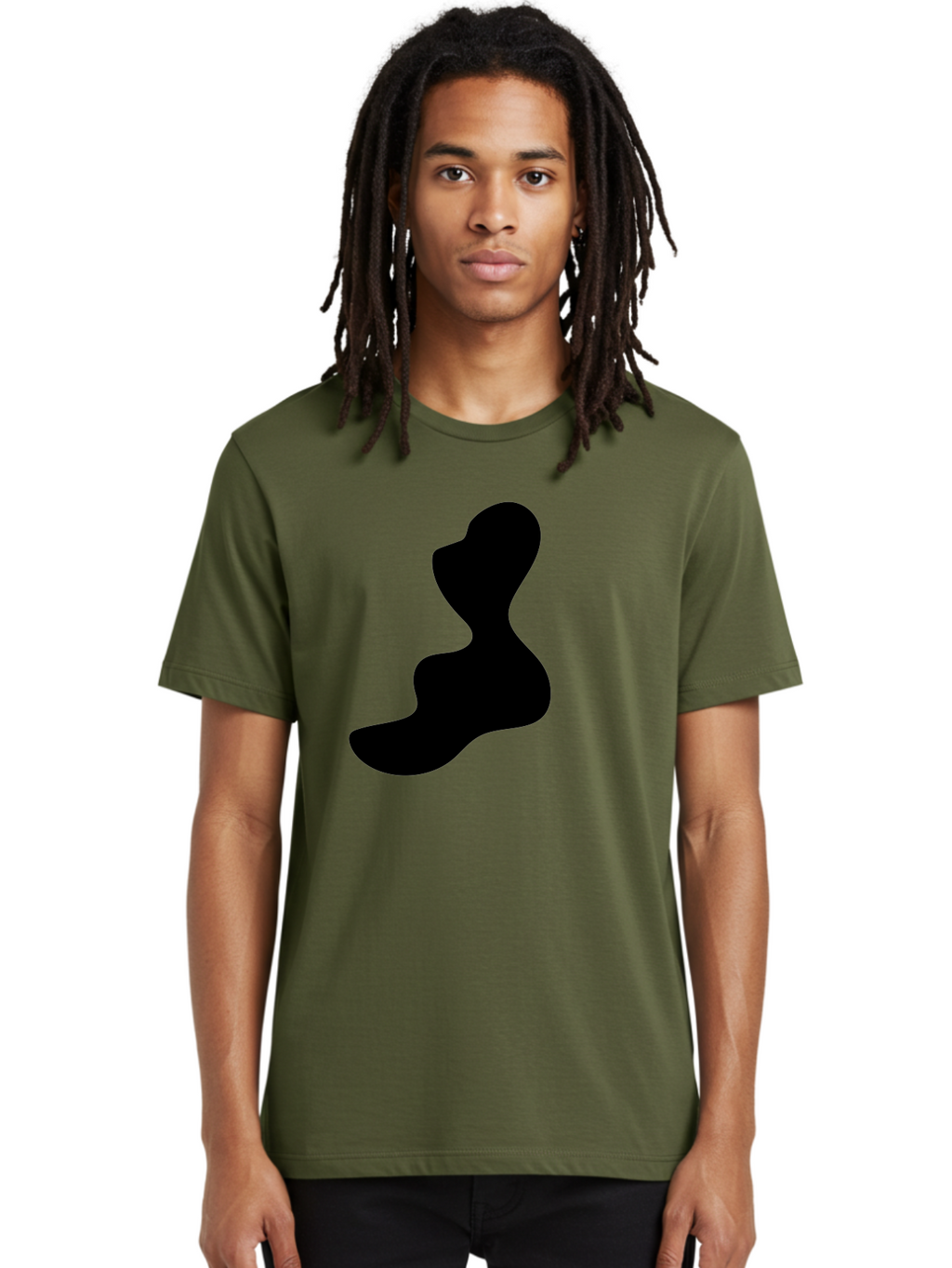 Abstract-Silhouette Men'S Graphic Tee, 100% Cotton, Comfortable Casual Summer Wear, Machine Washable, Abstract Shape, Black Silhouette, Modern Art, Minimalist Design, Fluid Form, Contemporary Graphics, Artistic Expression, Sleek Design, -  Aaa358