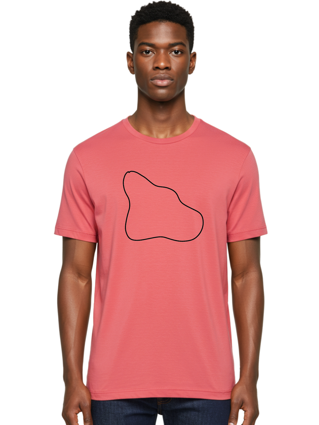 Amorphous-Shape Men'S Graphic Tee, 100% Cotton, Comfortable Casual Summer Wear, Machine Washable, Irregular Shape, Black Outline, Abstract Design, Unique Form, Simple Graphics, Minimalist Art, Modern Shapes -  Aaa359