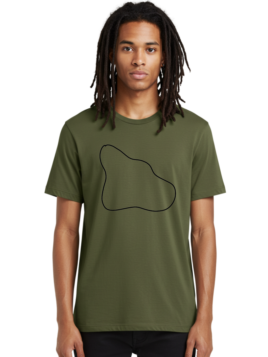 Amorphous-Shape Men'S Graphic Tee, 100% Cotton, Comfortable Casual Summer Wear, Machine Washable, Irregular Shape, Black Outline, Abstract Design, Unique Form, Simple Graphics, Minimalist Art, Modern Shapes -  Aaa359