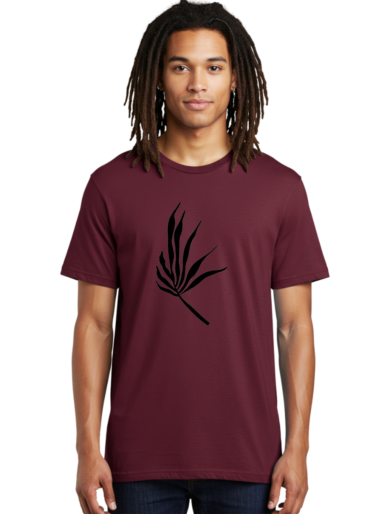 Bamboo Men'S Graphic Tee, 100% Cotton, Comfortable Casual Summer Wear, Machine Washable, Bamboo, Black Silhouette, Minimalist Design, Simple Shapes, Modern Art, Graphic Illustration, Leafy Stems, Contemporary Style, Abstract Form -  Aaa360