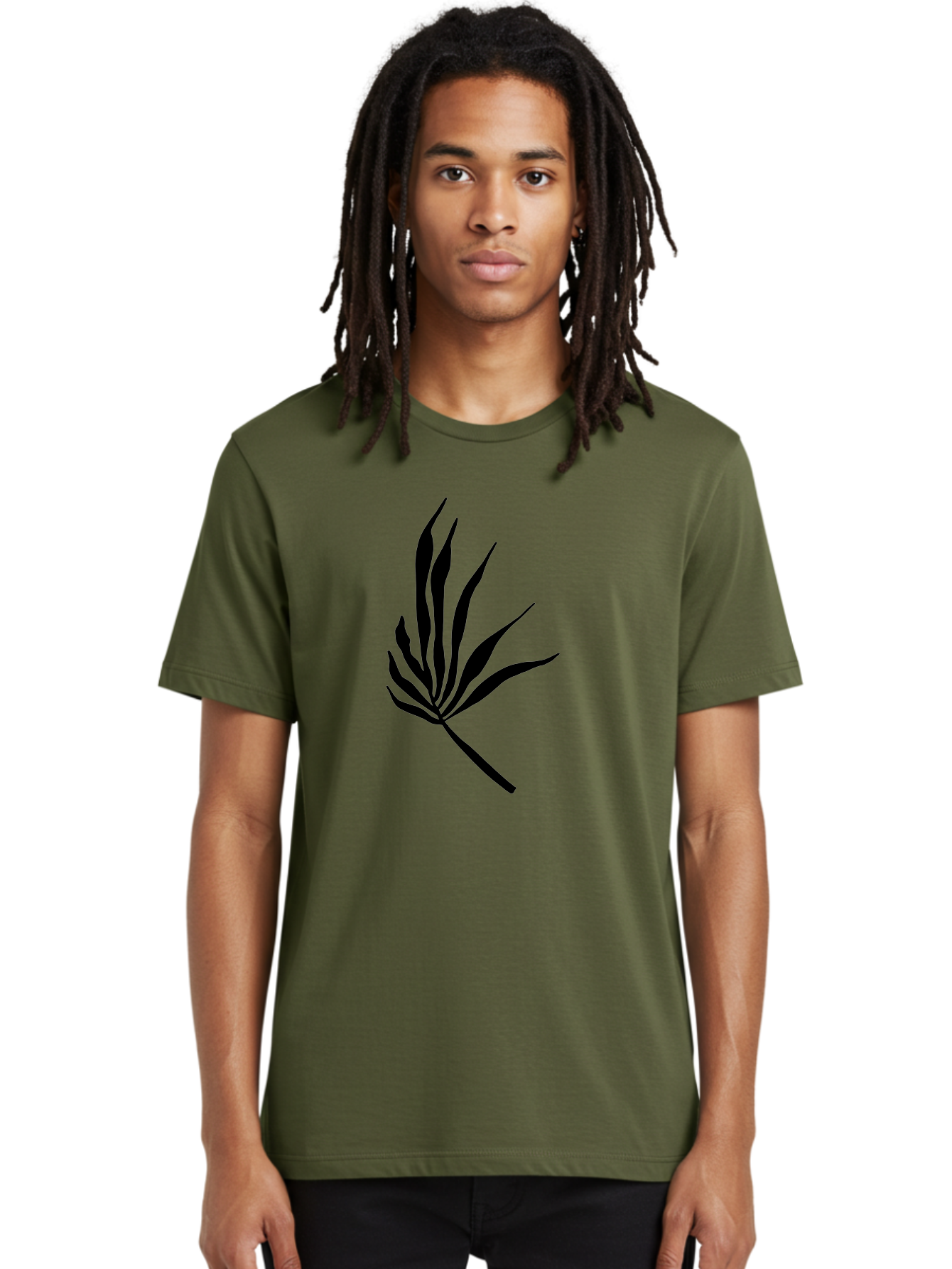 Bamboo Men'S Graphic Tee, 100% Cotton, Comfortable Casual Summer Wear, Machine Washable, Bamboo, Black Silhouette, Minimalist Design, Simple Shapes, Modern Art, Graphic Illustration, Leafy Stems, Contemporary Style, Abstract Form -  Aaa360