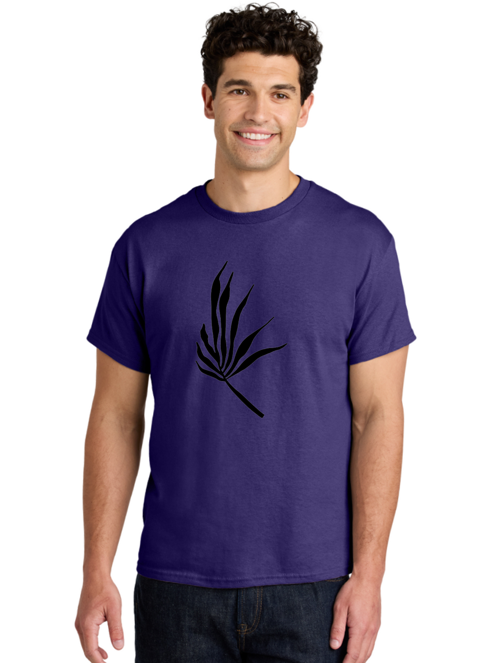 Bamboo Men'S Graphic Tee, 100% Cotton, Comfortable Casual Summer Wear, Machine Washable, Bamboo, Black Silhouette, Minimalist Design, Simple Shapes, Modern Art, Graphic Illustration, Leafy Stems, Contemporary Style, Abstract Form -  Aaa360