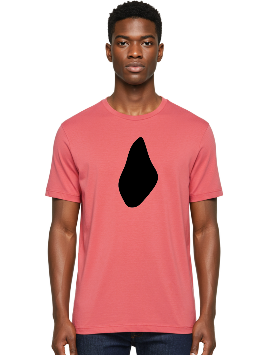 Black-Abstract-Shape Men'S Graphic Tee, 100% Cotton, Comfortable Casual Summer Wear, Machine Washable, Black Silhouette, Smooth Shape, Abstract Design, Minimalist Art, Simple Form, Elegant Silhouette, Modern Graphic -  Aaa361