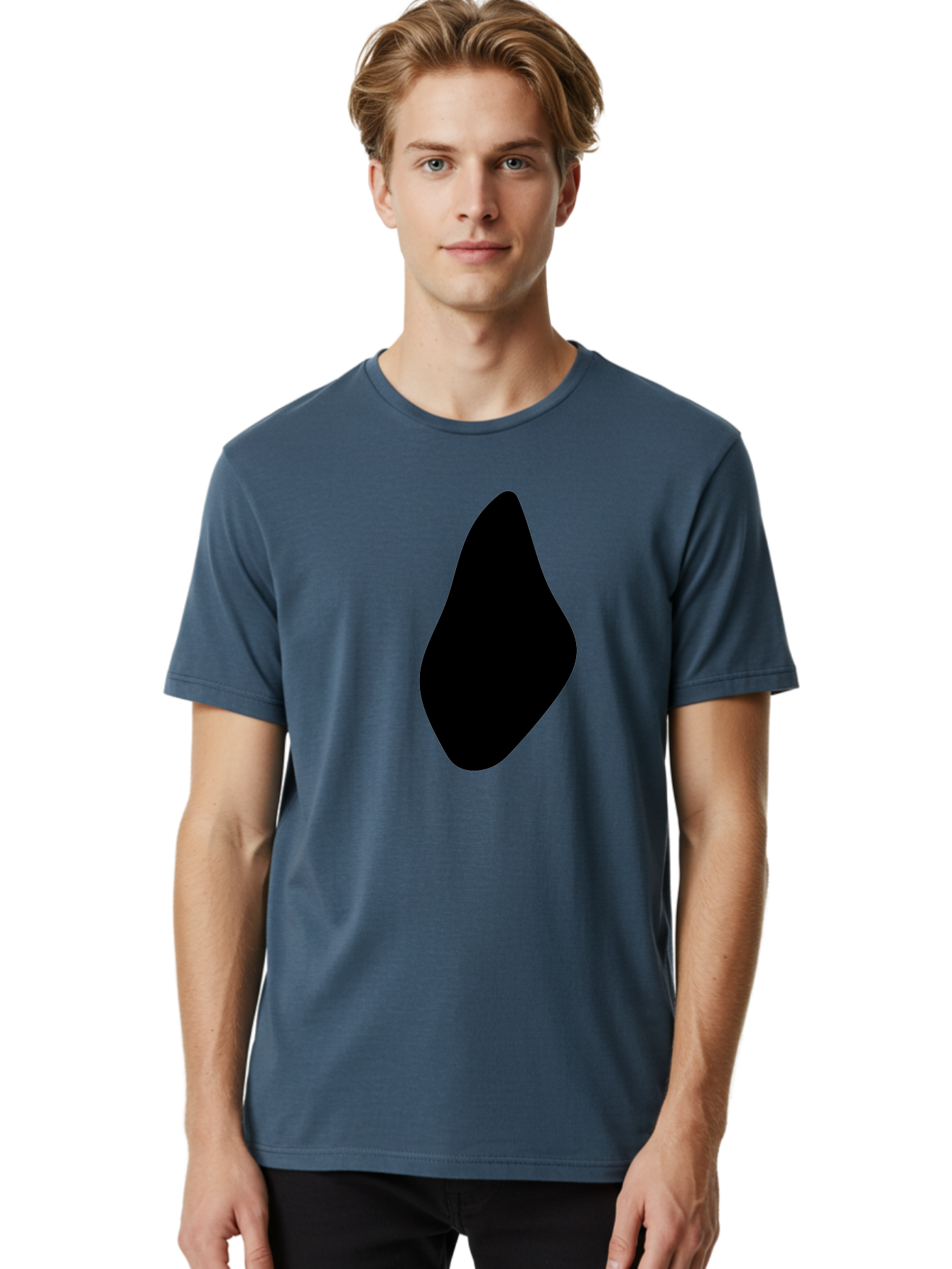 Black-Abstract-Shape Men'S Graphic Tee, 100% Cotton, Comfortable Casual Summer Wear, Machine Washable, Black Silhouette, Smooth Shape, Abstract Design, Minimalist Art, Simple Form, Elegant Silhouette, Modern Graphic -  Aaa361