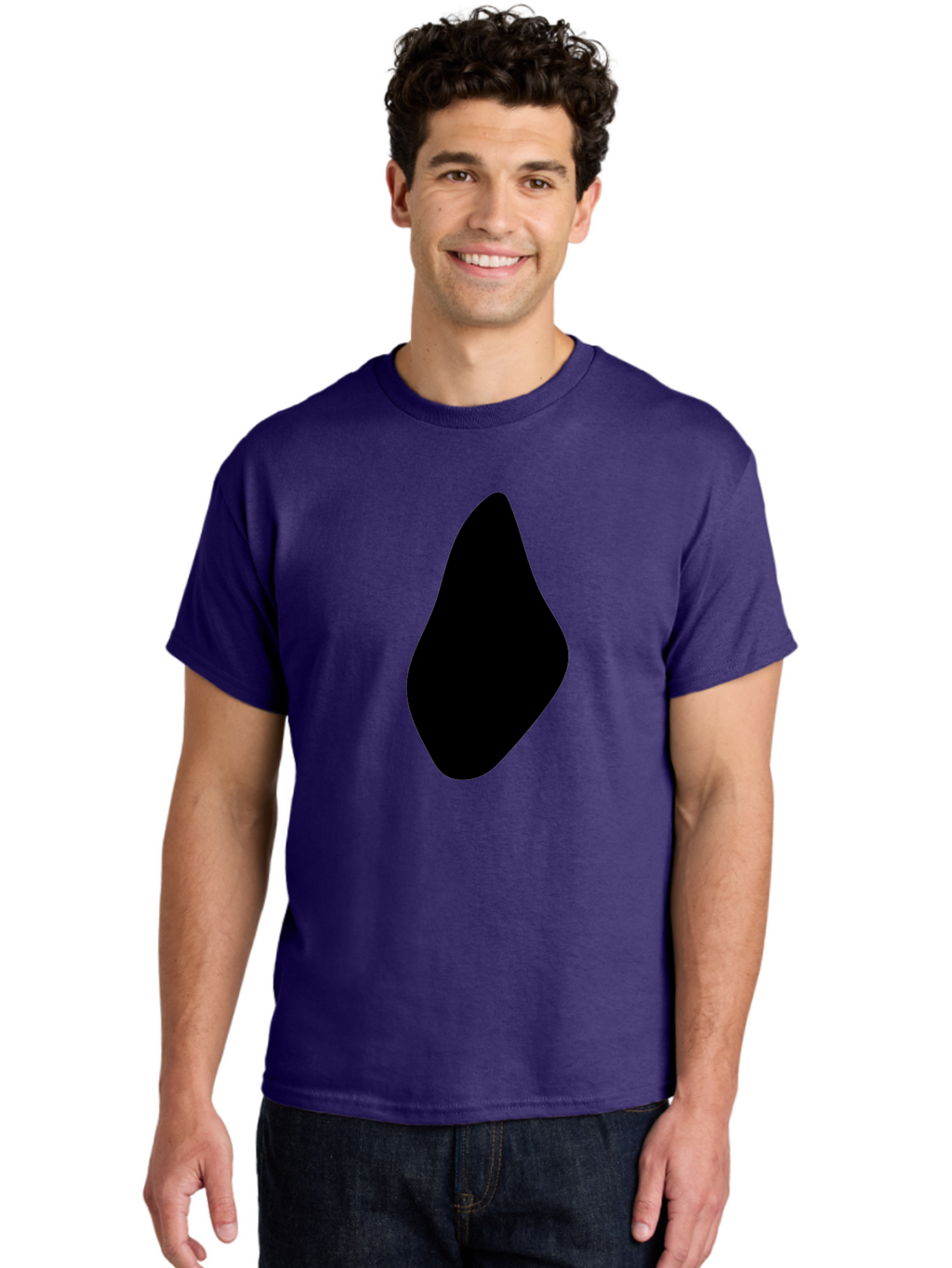 Black-Abstract-Shape Men'S Graphic Tee, 100% Cotton, Comfortable Casual Summer Wear, Machine Washable, Black Silhouette, Smooth Shape, Abstract Design, Minimalist Art, Simple Form, Elegant Silhouette, Modern Graphic -  Aaa361