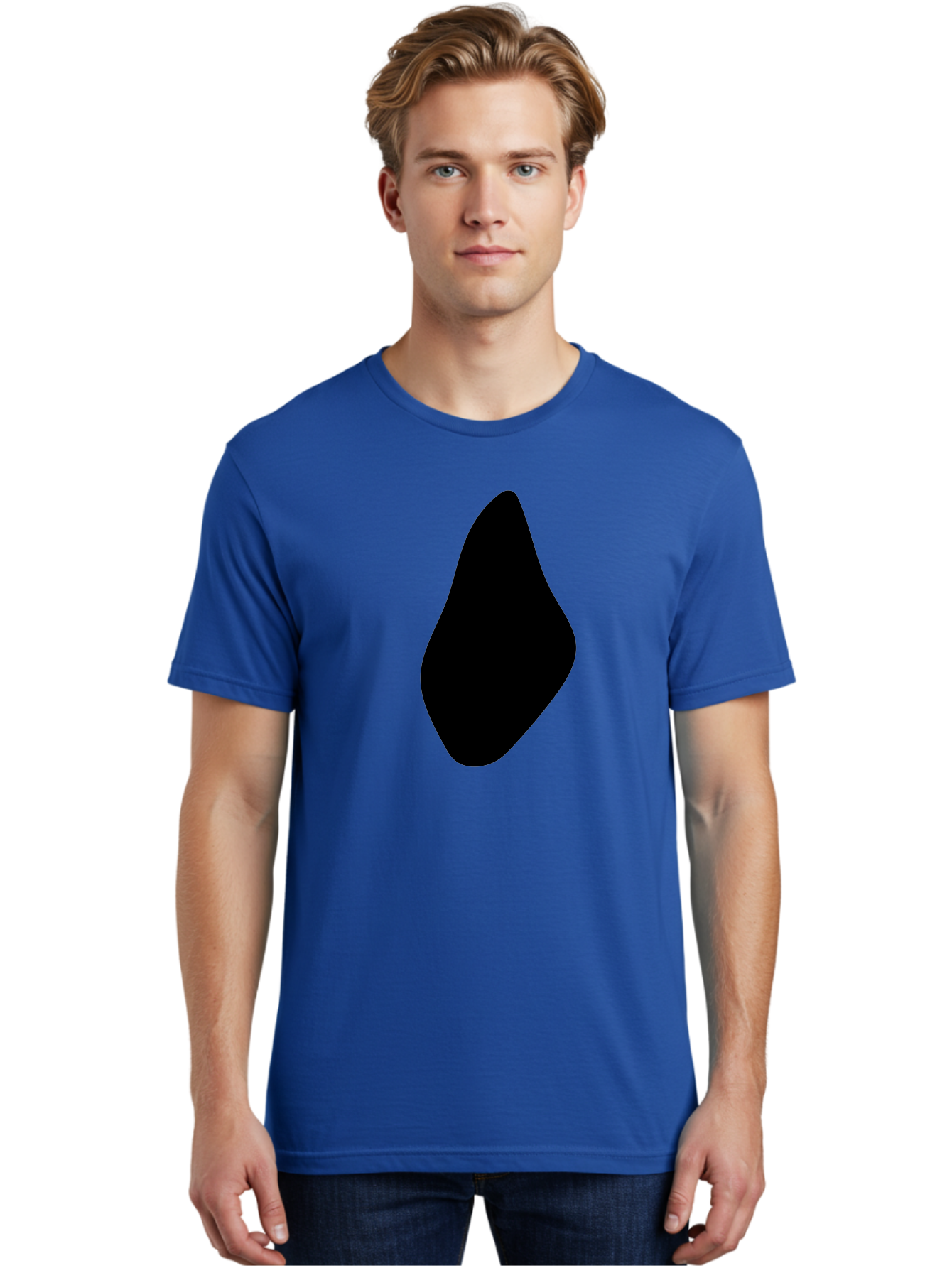 Black-Abstract-Shape Men'S Graphic Tee, 100% Cotton, Comfortable Casual Summer Wear, Machine Washable, Black Silhouette, Smooth Shape, Abstract Design, Minimalist Art, Simple Form, Elegant Silhouette, Modern Graphic -  Aaa361