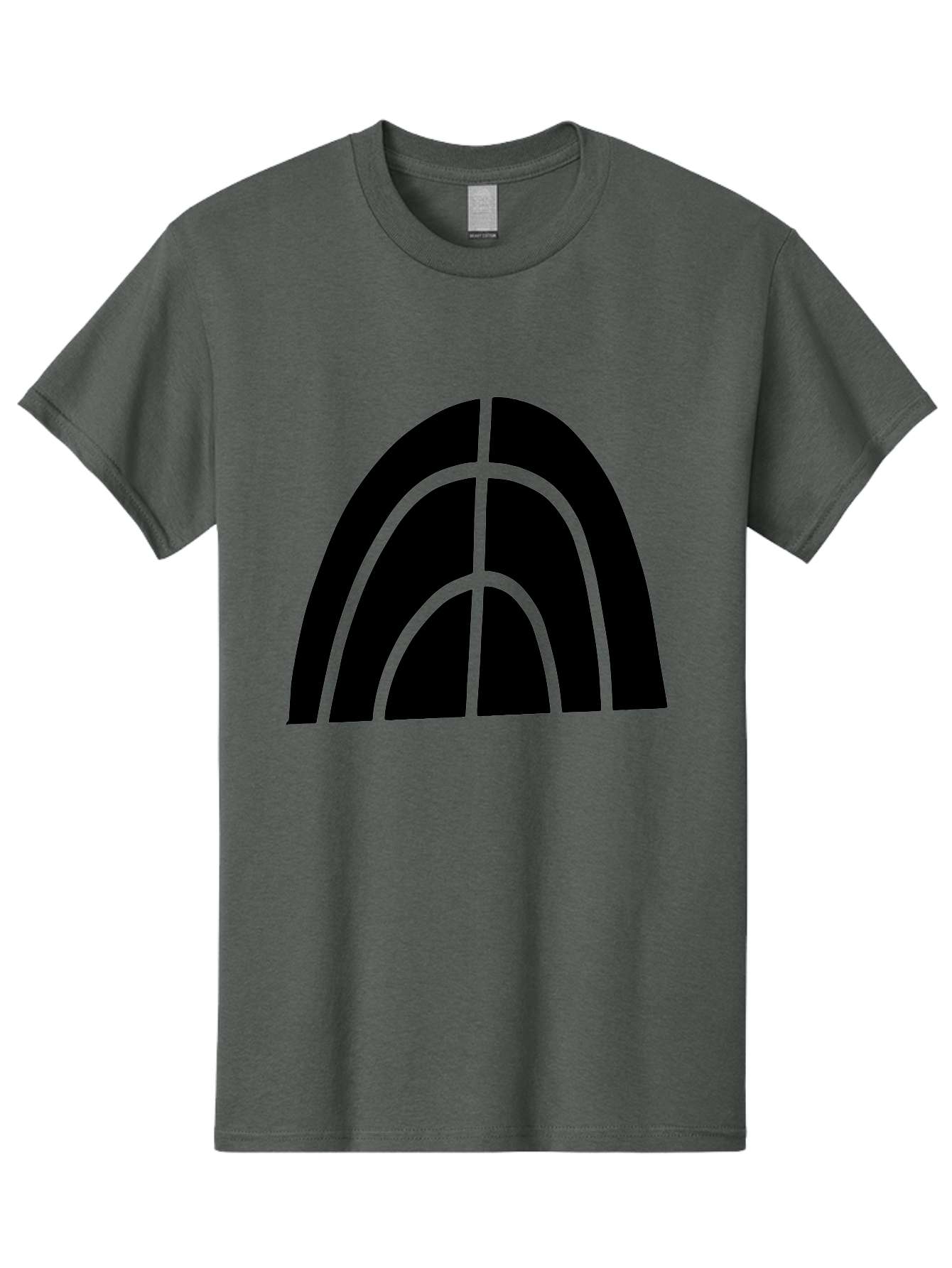 Black-Arch-Graphic Men'S Graphic Tee, 100% Cotton, Comfortable Casual Summer Wear, Machine Washable, Letter A, Simple Design, Typography, Bold Font, Black And Green, Modern Aesthetic, Graphic Element, Minimalist Style -  Aaa362