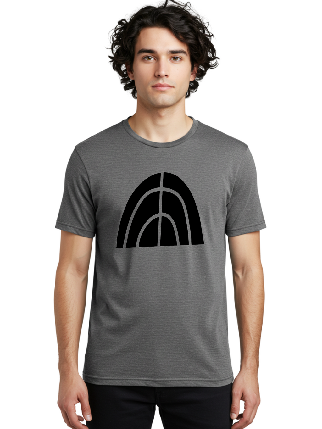 Black-Arch-Graphic Men'S Graphic Tee, 100% Cotton, Comfortable Casual Summer Wear, Machine Washable, Letter A, Simple Design, Typography, Bold Font, Black And Green, Modern Aesthetic, Graphic Element, Minimalist Style -  Aaa362