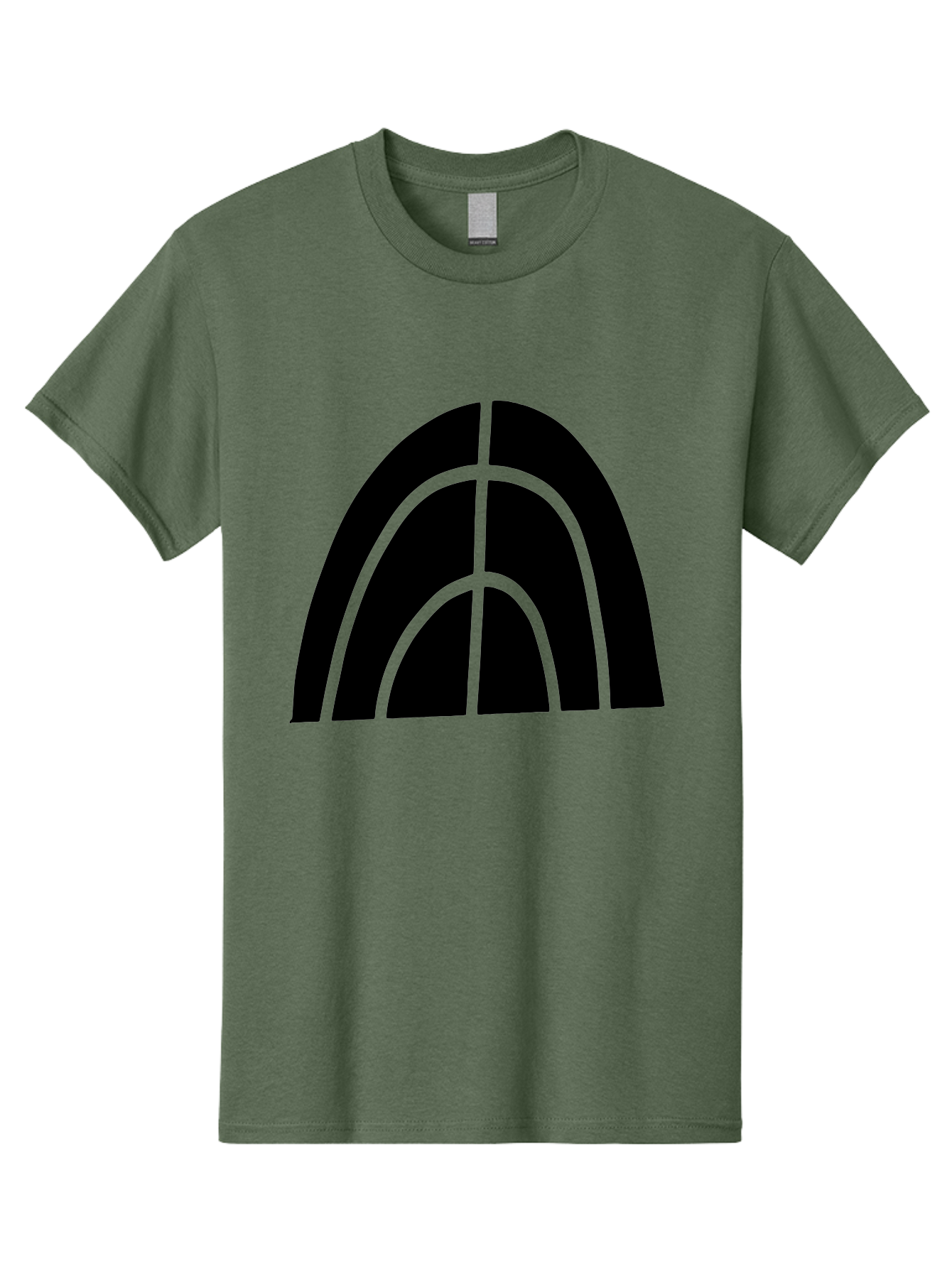 Black-Arch-Graphic Men'S Graphic Tee, 100% Cotton, Comfortable Casual Summer Wear, Machine Washable, Letter A, Simple Design, Typography, Bold Font, Black And Green, Modern Aesthetic, Graphic Element, Minimalist Style -  Aaa362