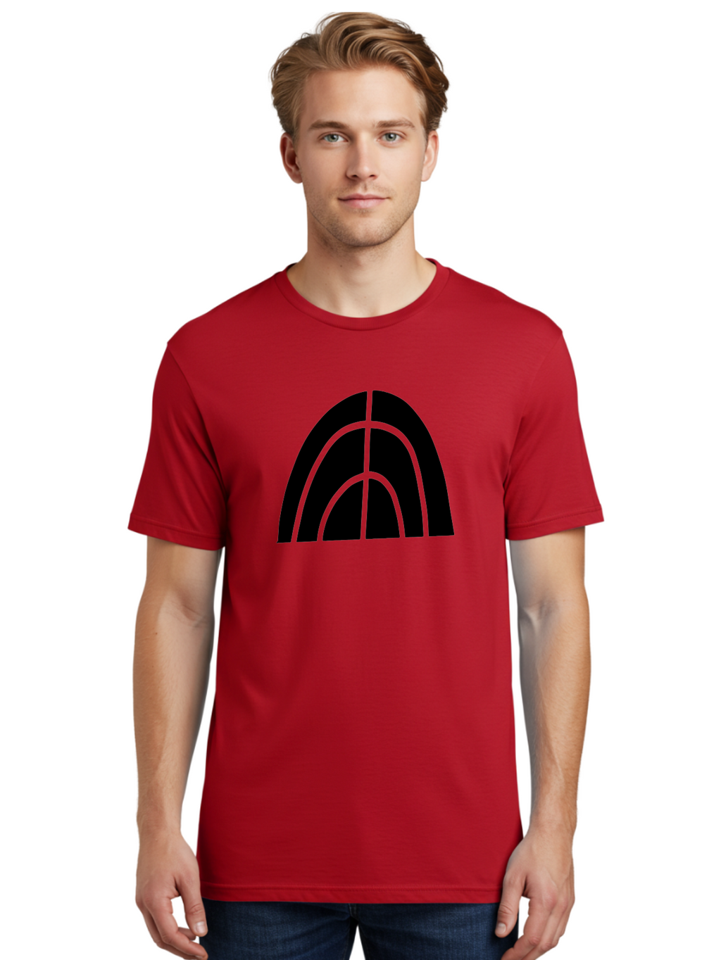 Black-Arch-Graphic Men'S Graphic Tee, 100% Cotton, Comfortable Casual Summer Wear, Machine Washable, Letter A, Simple Design, Typography, Bold Font, Black And Green, Modern Aesthetic, Graphic Element, Minimalist Style -  Aaa362