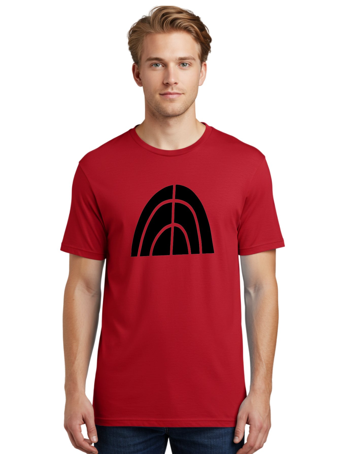 Black-Arch-Graphic Men'S Graphic Tee, 100% Cotton, Comfortable Casual Summer Wear, Machine Washable, Letter A, Simple Design, Typography, Bold Font, Black And Green, Modern Aesthetic, Graphic Element, Minimalist Style -  Aaa362