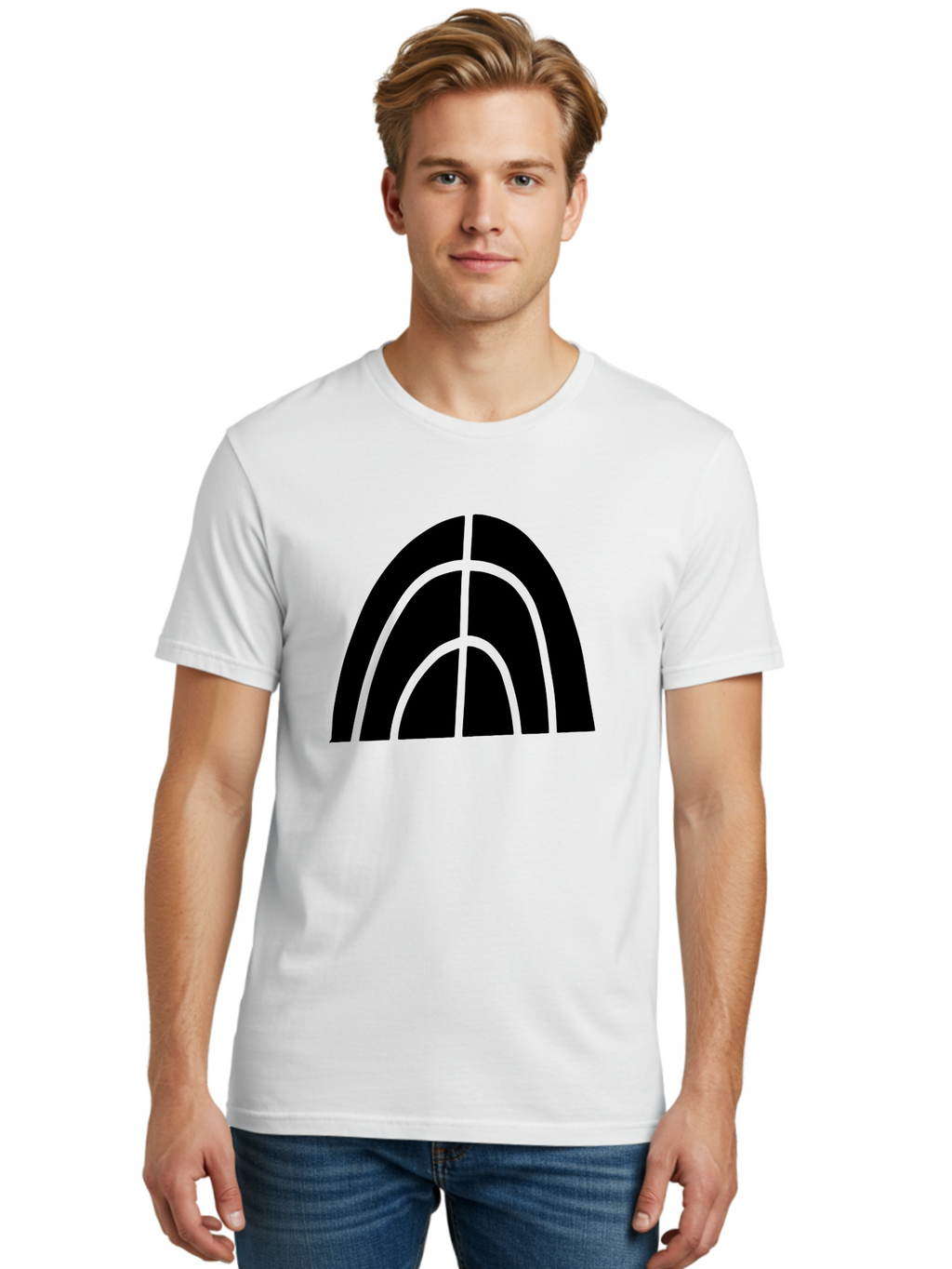 Black-Arch-Graphic Men'S Graphic Tee, 100% Cotton, Comfortable Casual Summer Wear, Machine Washable, Letter A, Simple Design, Typography, Bold Font, Black And Green, Modern Aesthetic, Graphic Element, Minimalist Style -  Aaa362