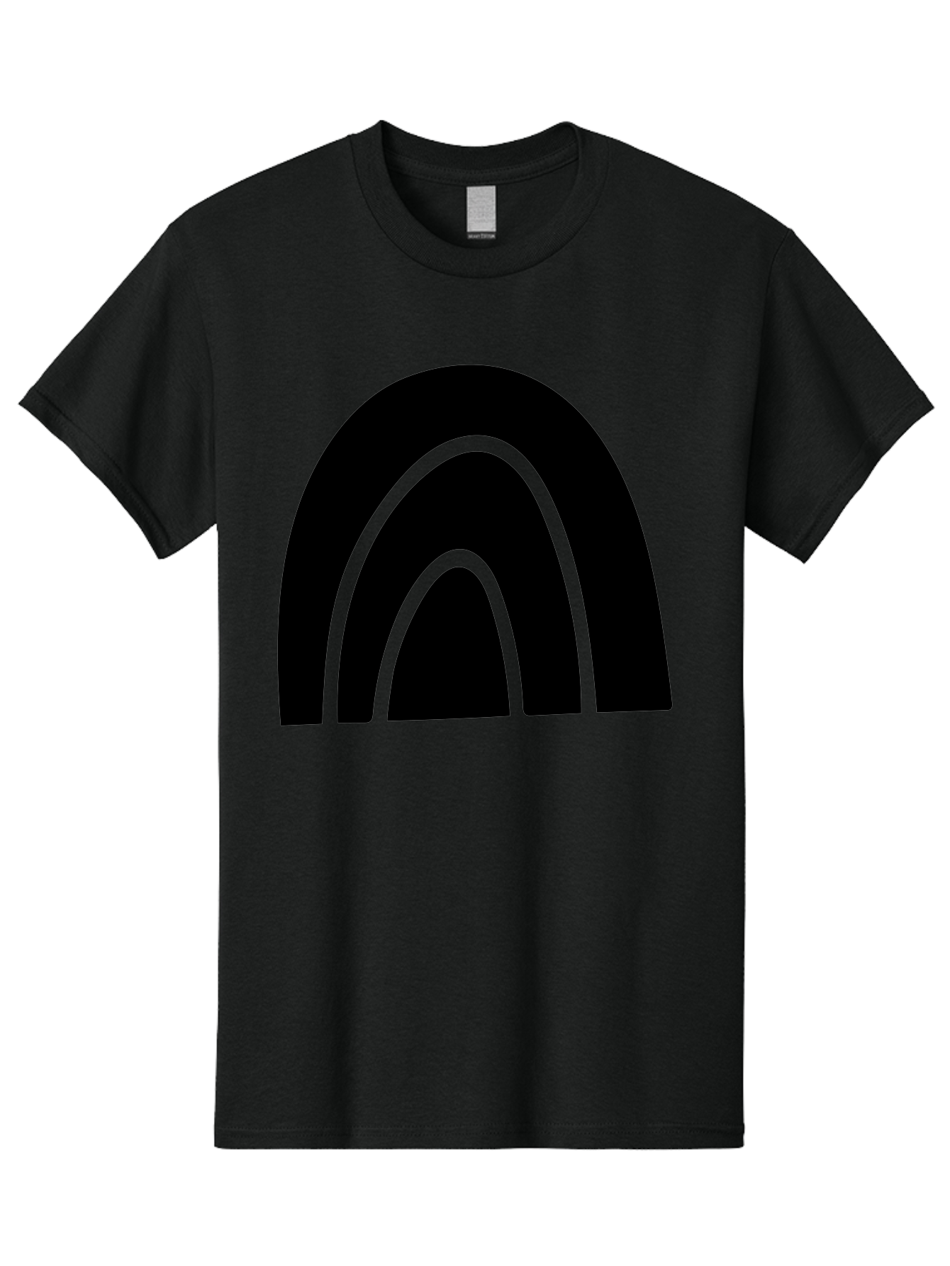 Black-Arches Men'S Graphic Tee, 100% Cotton, Comfortable Casual Summer Wear, Machine Washable, Black Arches, Neon Green Outlines, Modern Minimalist Design, Simple Shapes, Abstract Art, Geometric Pattern -  Aaa363