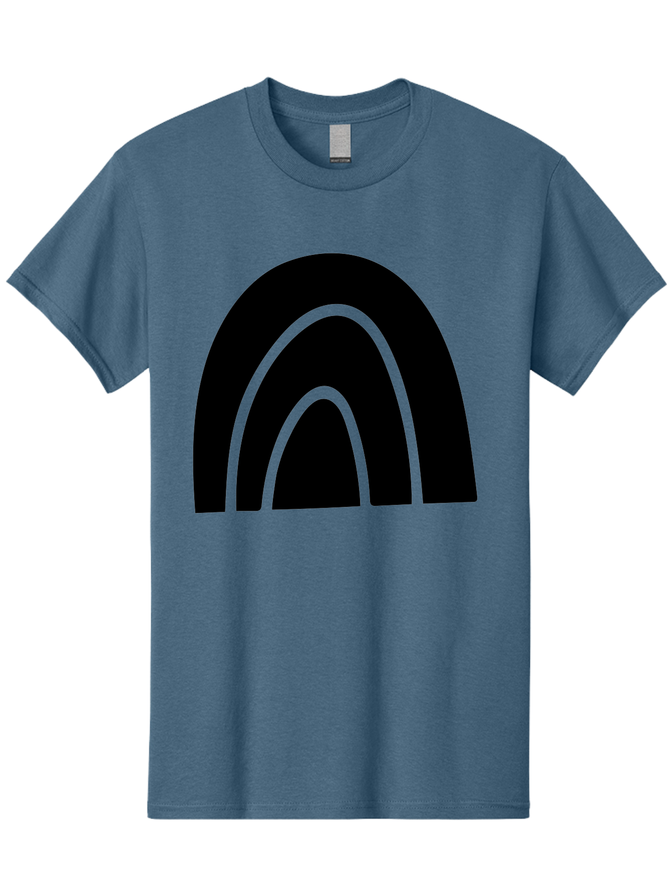 Black-Arches Men'S Graphic Tee, 100% Cotton, Comfortable Casual Summer Wear, Machine Washable, Black Arches, Neon Green Outlines, Modern Minimalist Design, Simple Shapes, Abstract Art, Geometric Pattern -  Aaa363