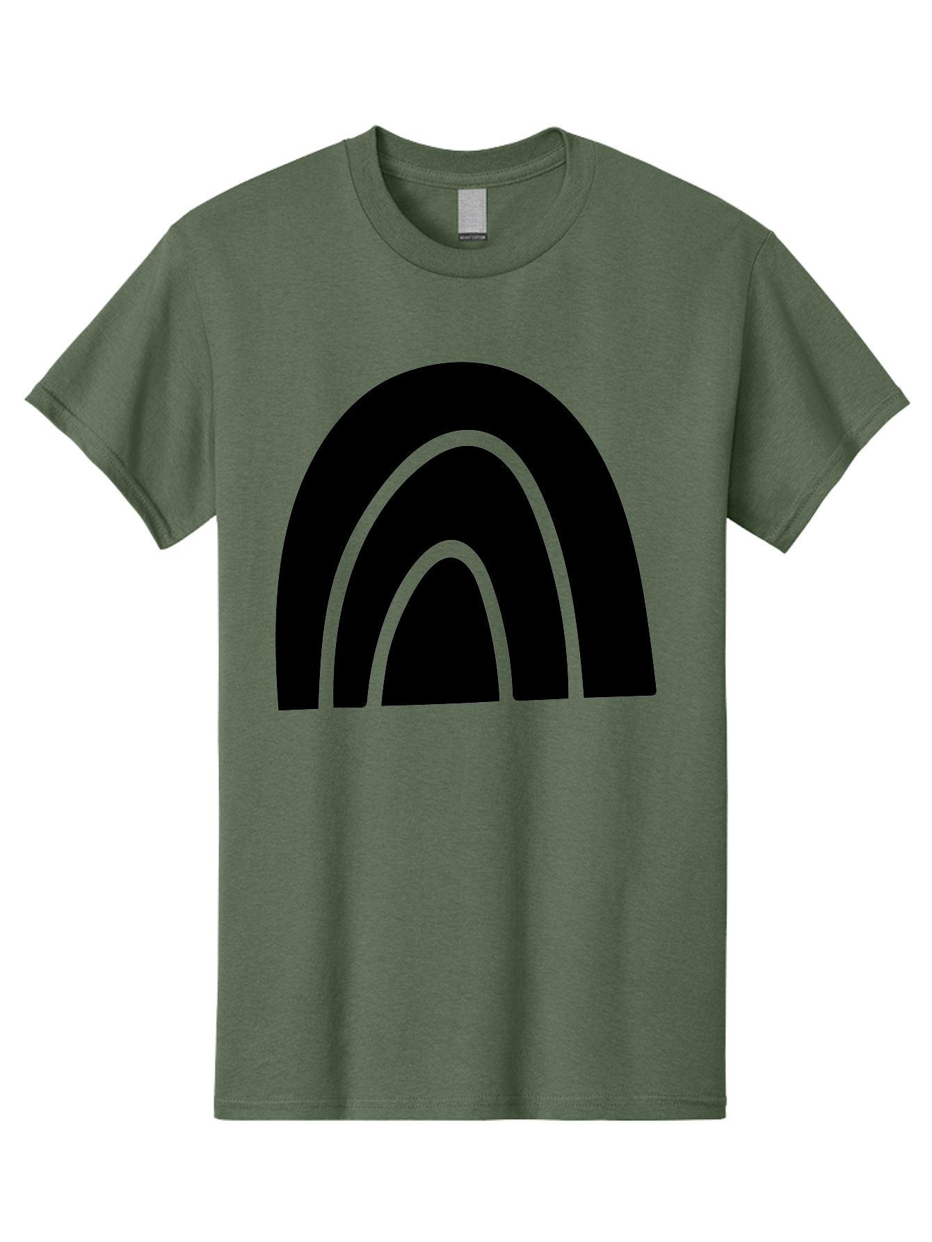 Black-Arches Men'S Graphic Tee, 100% Cotton, Comfortable Casual Summer Wear, Machine Washable, Black Arches, Neon Green Outlines, Modern Minimalist Design, Simple Shapes, Abstract Art, Geometric Pattern -  Aaa363