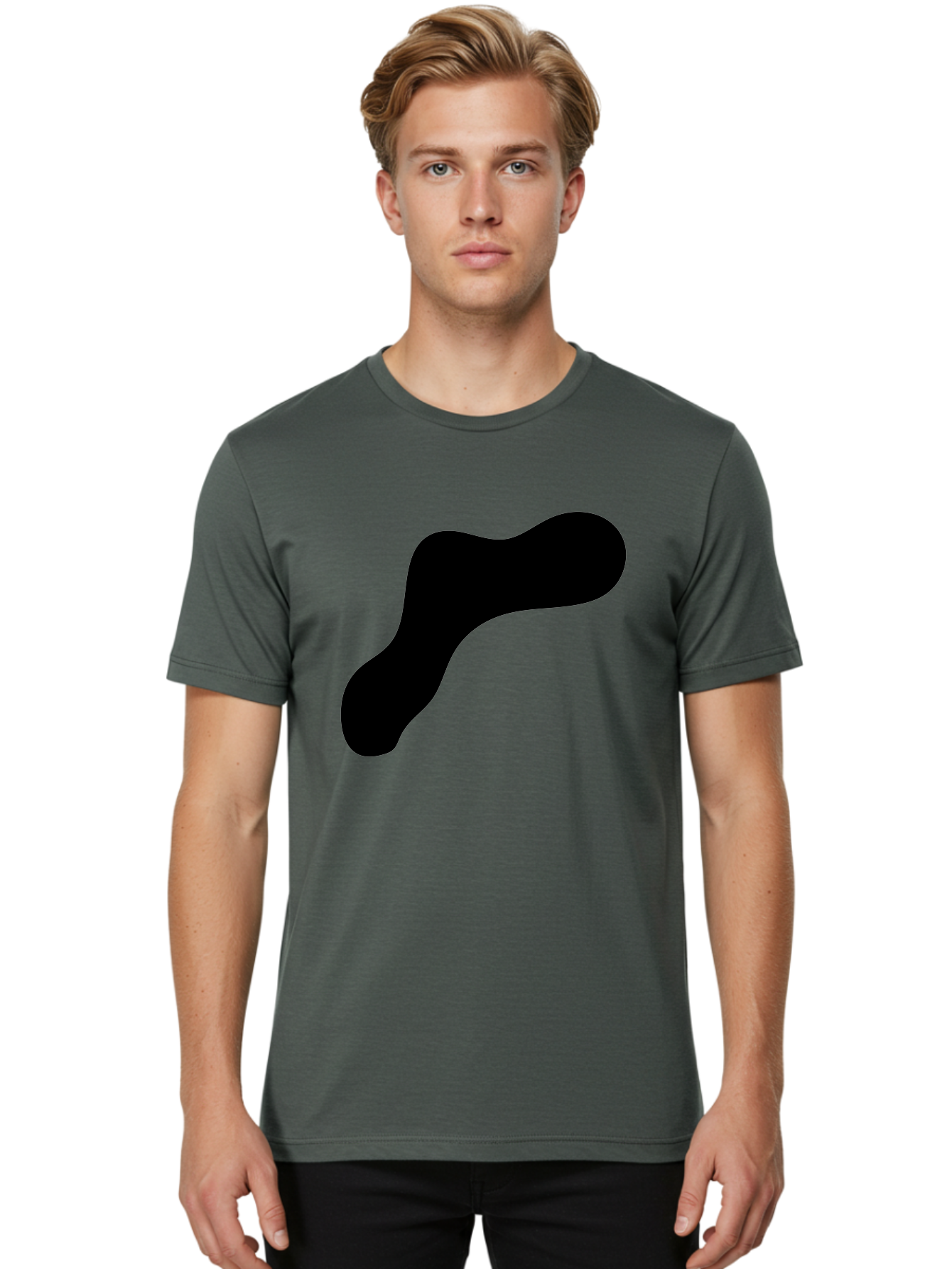 Black-Blob-1 Men'S Graphic Tee, 100% Cotton, Comfortable Casual Summer Wear, Machine Washable, Black Blob, Abstract Shape, Modern Design, Minimalist Art, Fluid Form, Contemporary Graphic -  Aaa364
