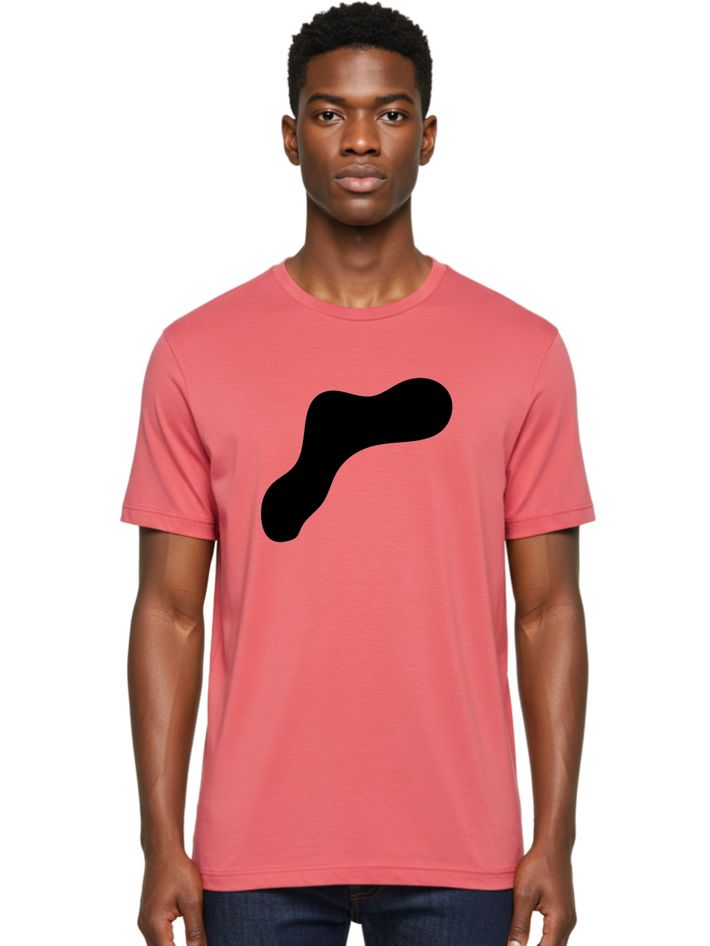 Black-Blob-1 Men'S Graphic Tee, 100% Cotton, Comfortable Casual Summer Wear, Machine Washable, Black Blob, Abstract Shape, Modern Design, Minimalist Art, Fluid Form, Contemporary Graphic -  Aaa364
