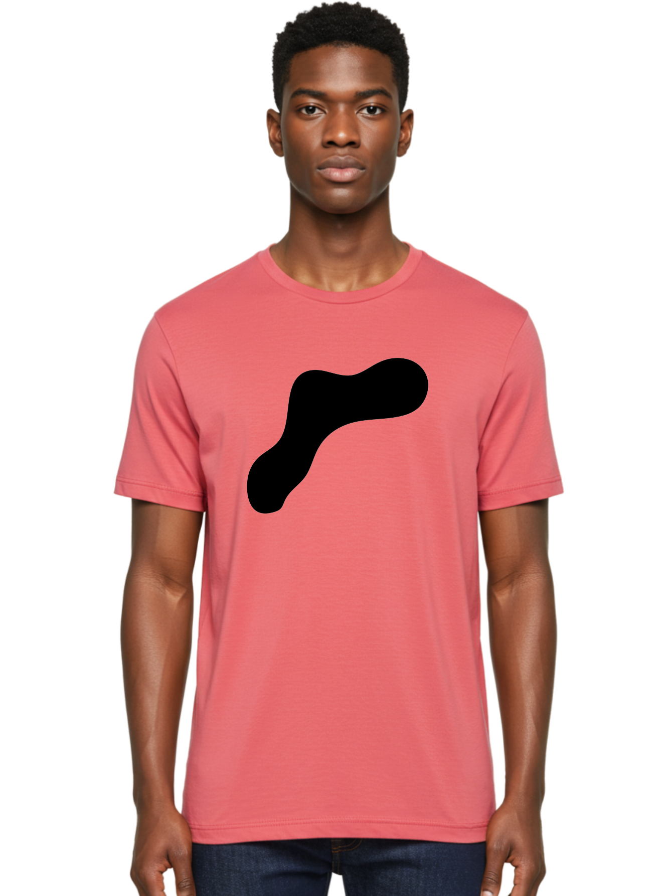 Black-Blob-1 Men'S Graphic Tee, 100% Cotton, Comfortable Casual Summer Wear, Machine Washable, Black Blob, Abstract Shape, Modern Design, Minimalist Art, Fluid Form, Contemporary Graphic -  Aaa364
