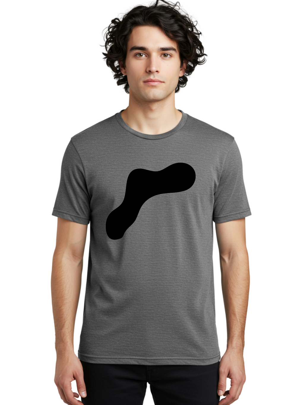 Black-Blob-1 Men'S Graphic Tee, 100% Cotton, Comfortable Casual Summer Wear, Machine Washable, Black Blob, Abstract Shape, Modern Design, Minimalist Art, Fluid Form, Contemporary Graphic -  Aaa364