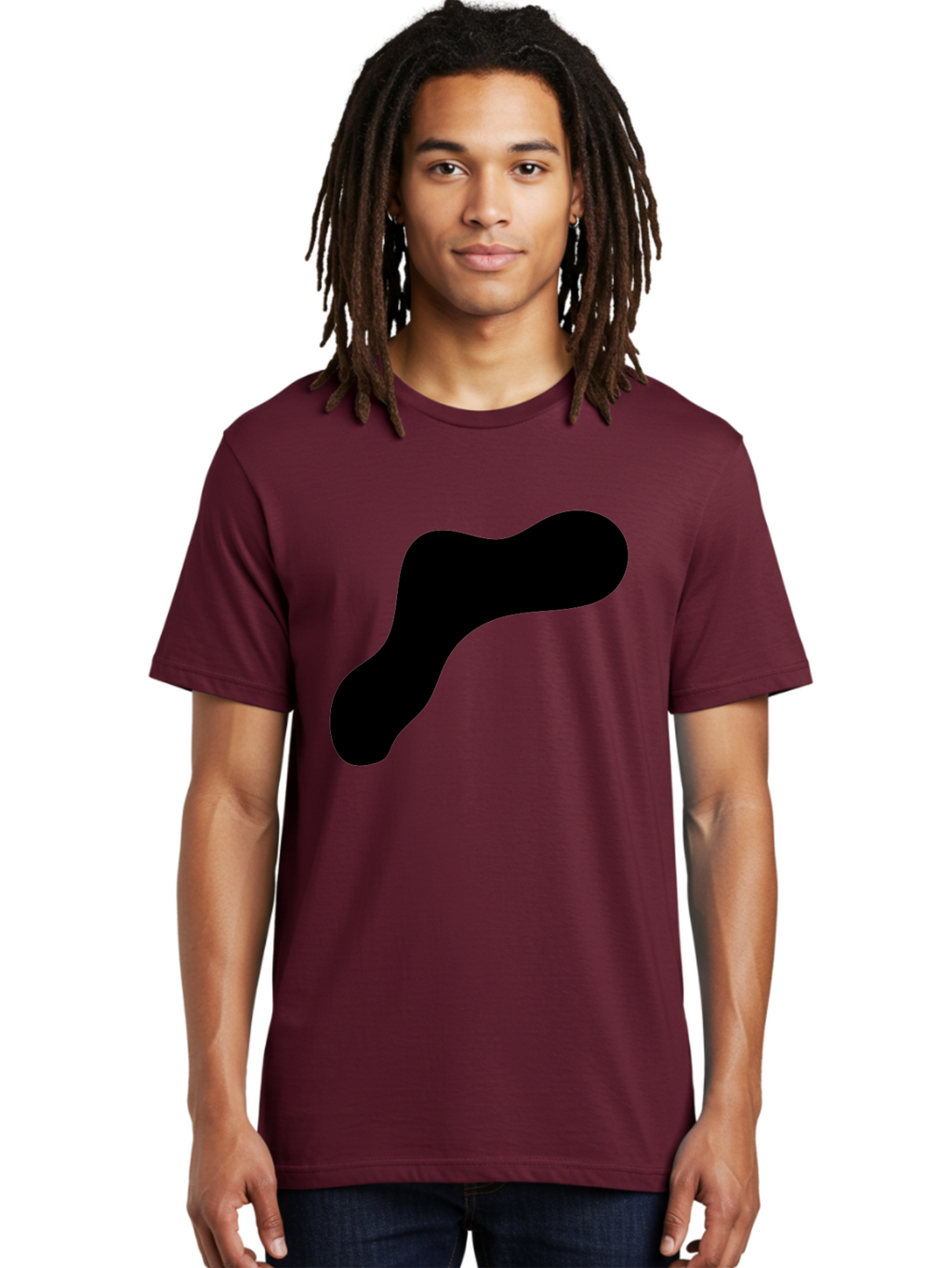 Black-Blob-1 Men'S Graphic Tee, 100% Cotton, Comfortable Casual Summer Wear, Machine Washable, Black Blob, Abstract Shape, Modern Design, Minimalist Art, Fluid Form, Contemporary Graphic -  Aaa364