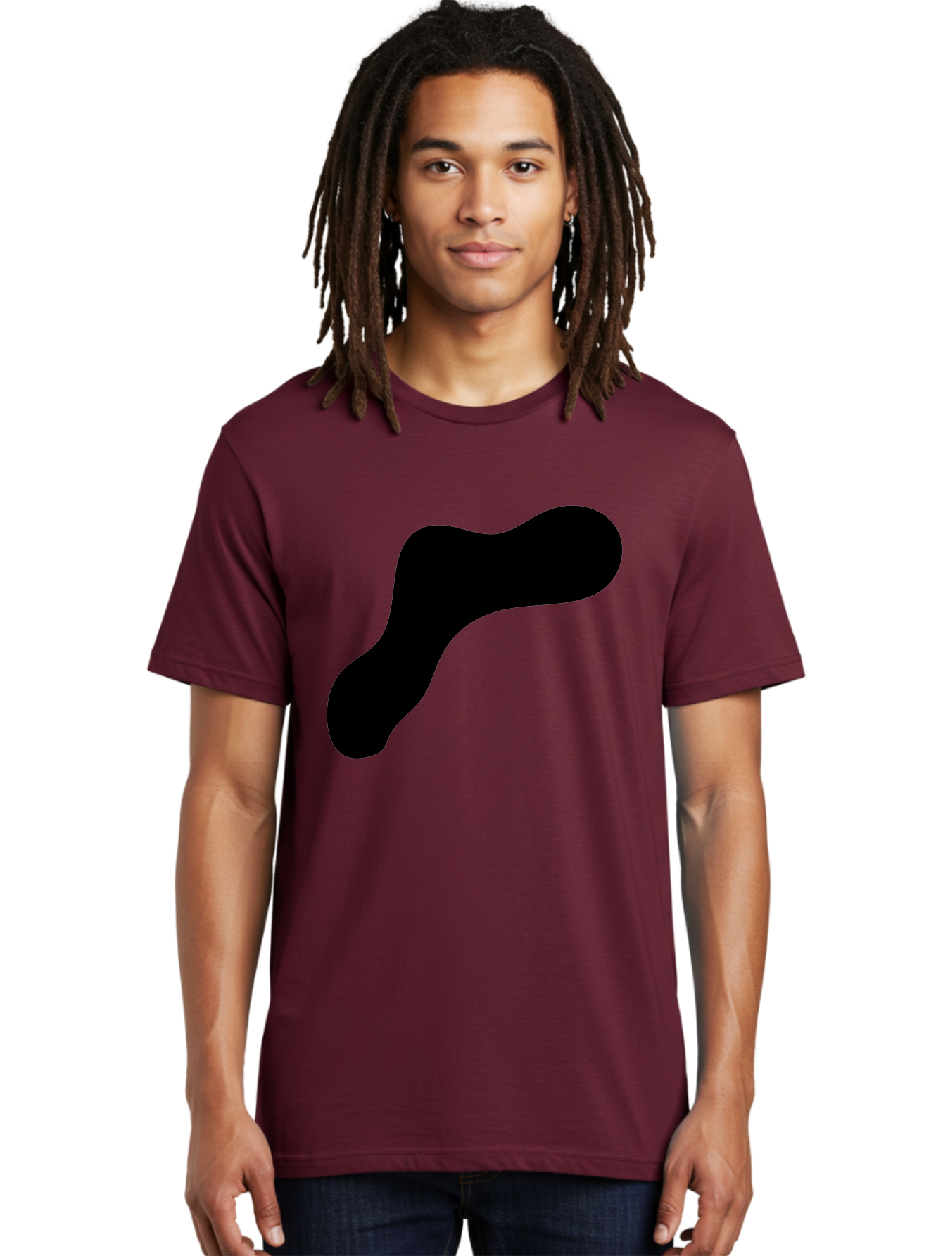 Black-Blob-1 Men'S Graphic Tee, 100% Cotton, Comfortable Casual Summer Wear, Machine Washable, Black Blob, Abstract Shape, Modern Design, Minimalist Art, Fluid Form, Contemporary Graphic -  Aaa364