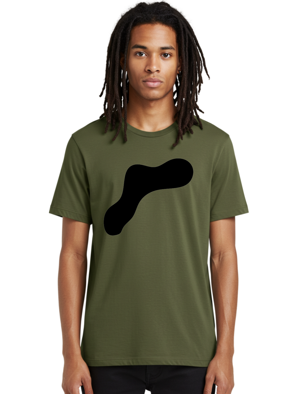 Black-Blob-1 Men'S Graphic Tee, 100% Cotton, Comfortable Casual Summer Wear, Machine Washable, Black Blob, Abstract Shape, Modern Design, Minimalist Art, Fluid Form, Contemporary Graphic -  Aaa364