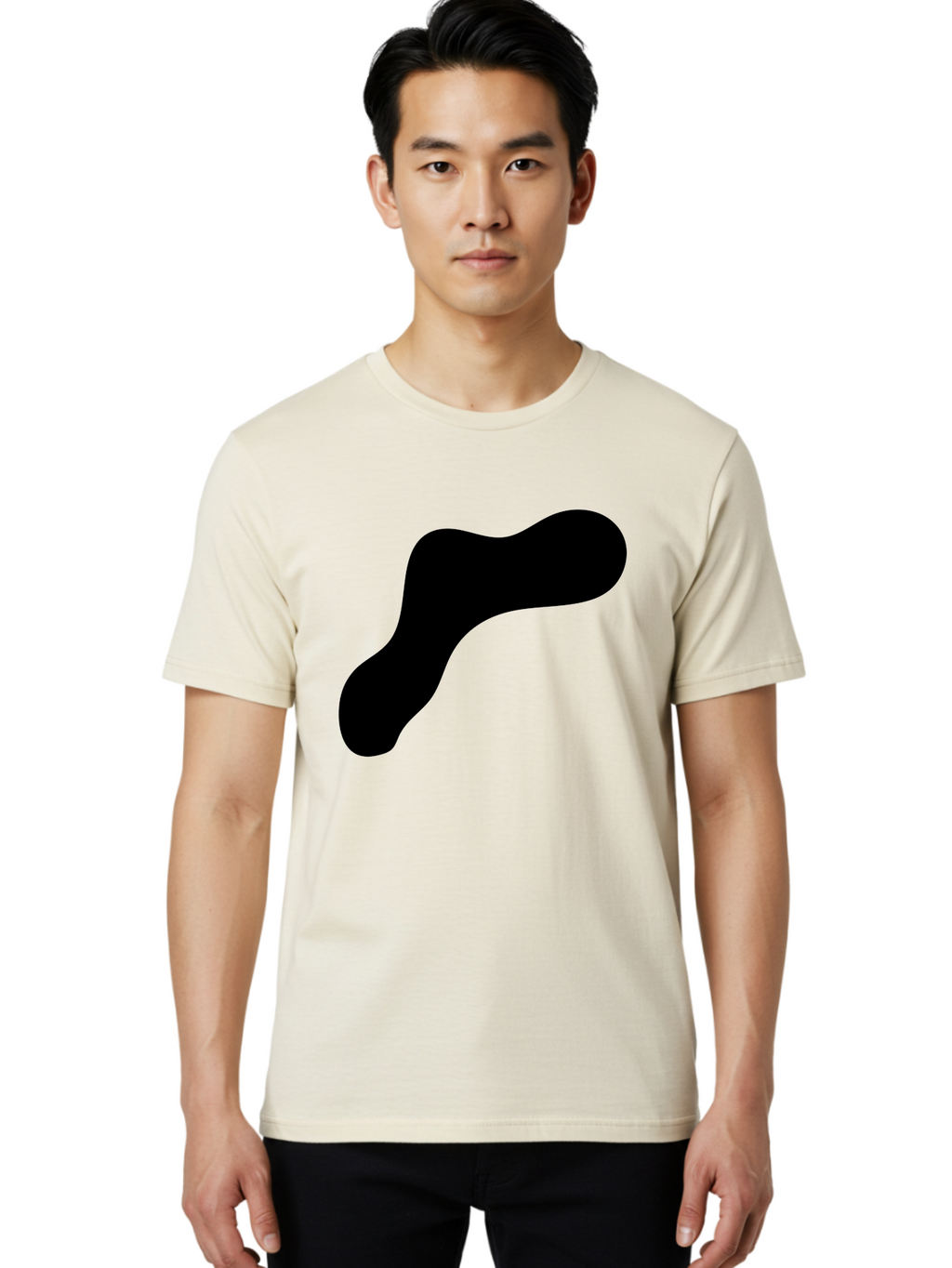 Black-Blob-1 Men'S Graphic Tee, 100% Cotton, Comfortable Casual Summer Wear, Machine Washable, Black Blob, Abstract Shape, Modern Design, Minimalist Art, Fluid Form, Contemporary Graphic -  Aaa364